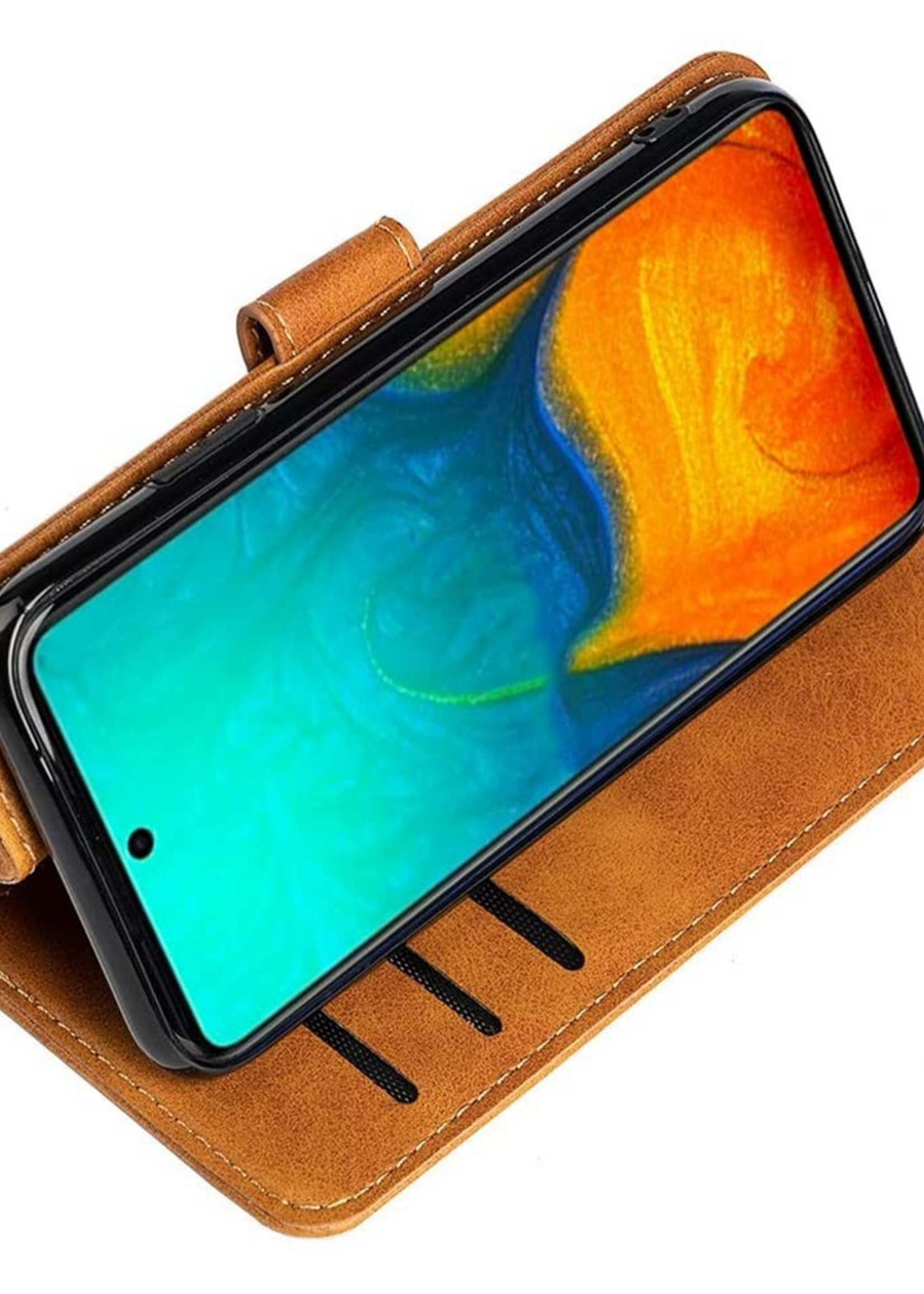 JVS Products Xiaomi Redmi Note 10 Pro hoesje - Bookcase - Pasjeshouder - Portemonnee - Kunstleer - Lichtbruin