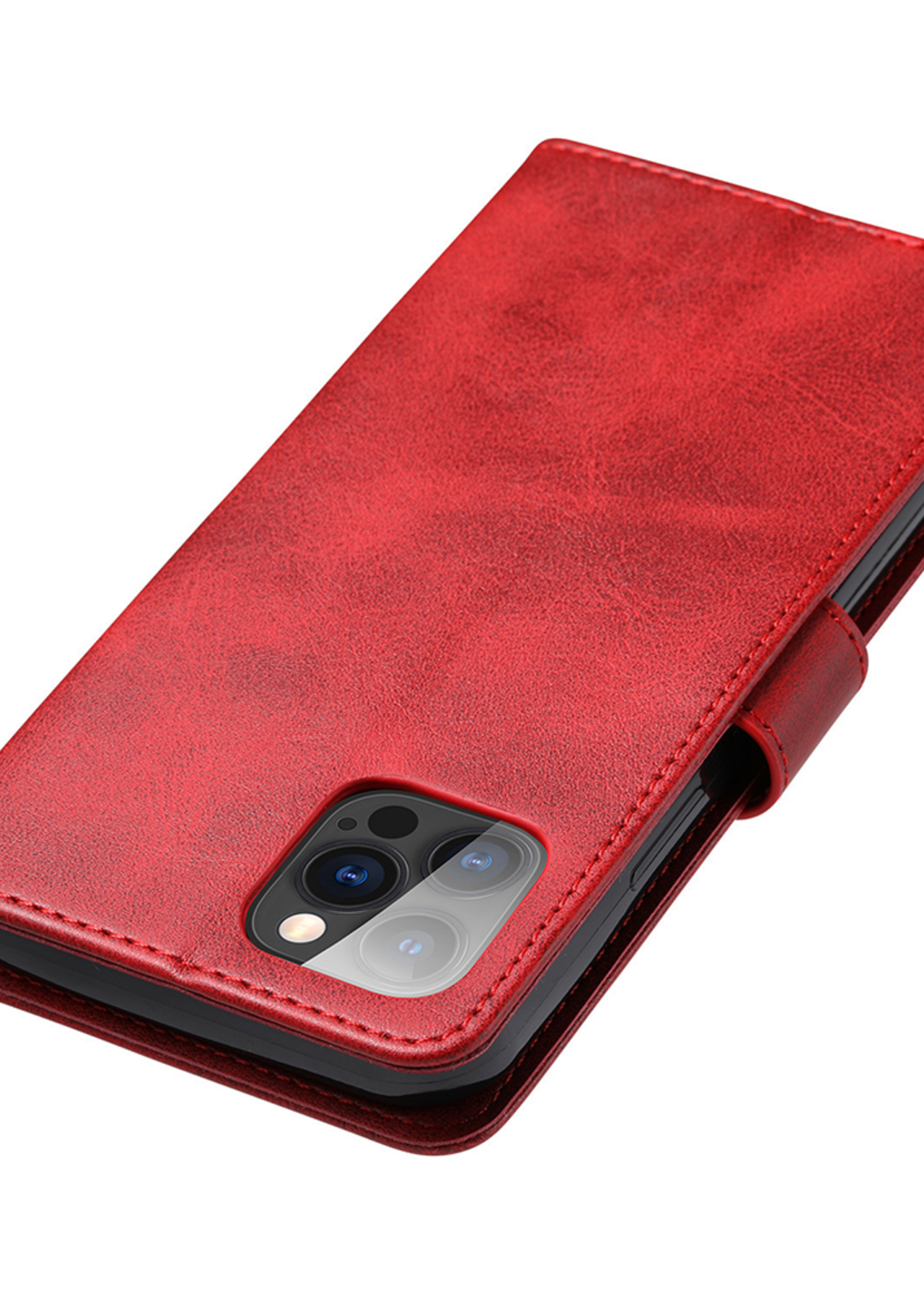 JVS Products Xiaomi Redmi Note 10 Pro hoesje - Bookcase - Pasjeshouder - Portemonnee - Kunstleer - Rood