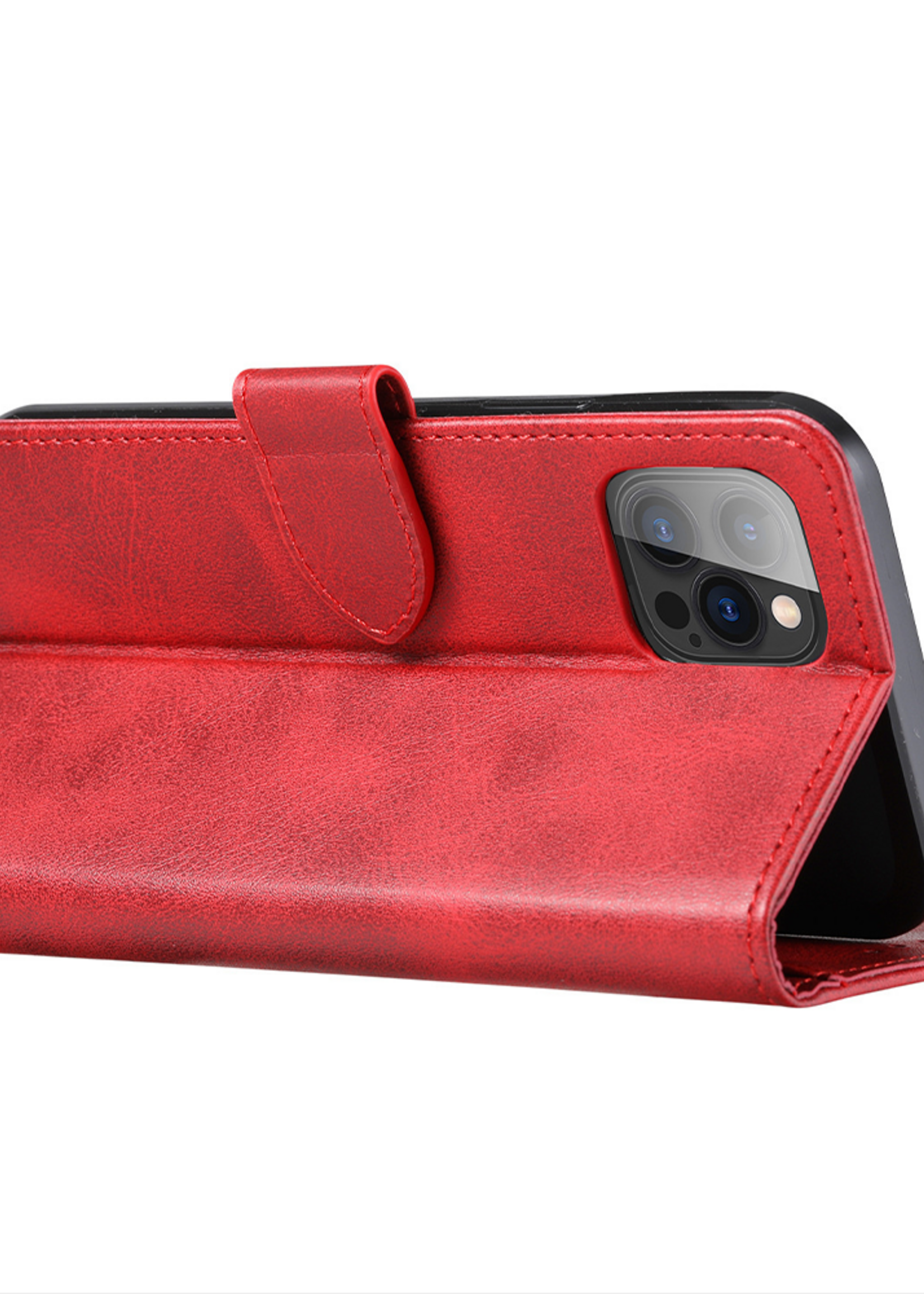 JVS Products Xiaomi Redmi Note 10 Pro hoesje - Bookcase - Pasjeshouder - Portemonnee - Kunstleer - Rood