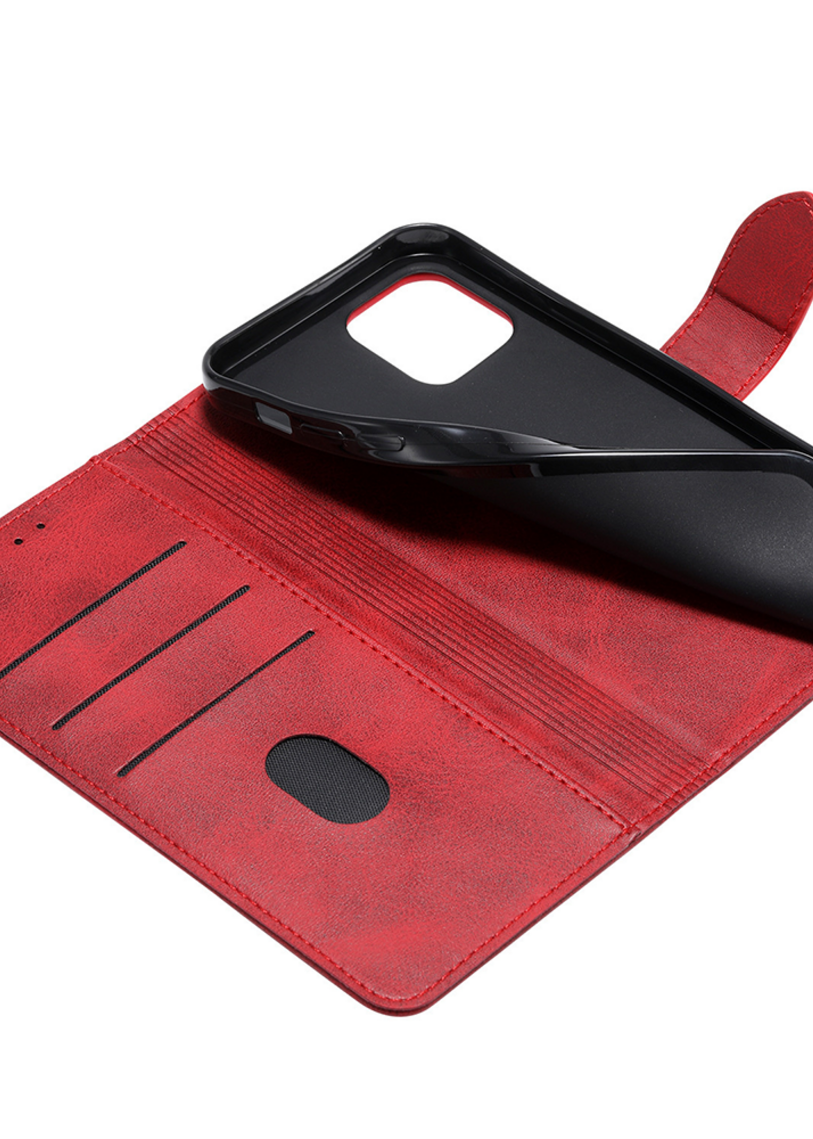 JVS Products Xiaomi Redmi Note 10 Pro hoesje - Bookcase - Pasjeshouder - Portemonnee - Kunstleer - Rood