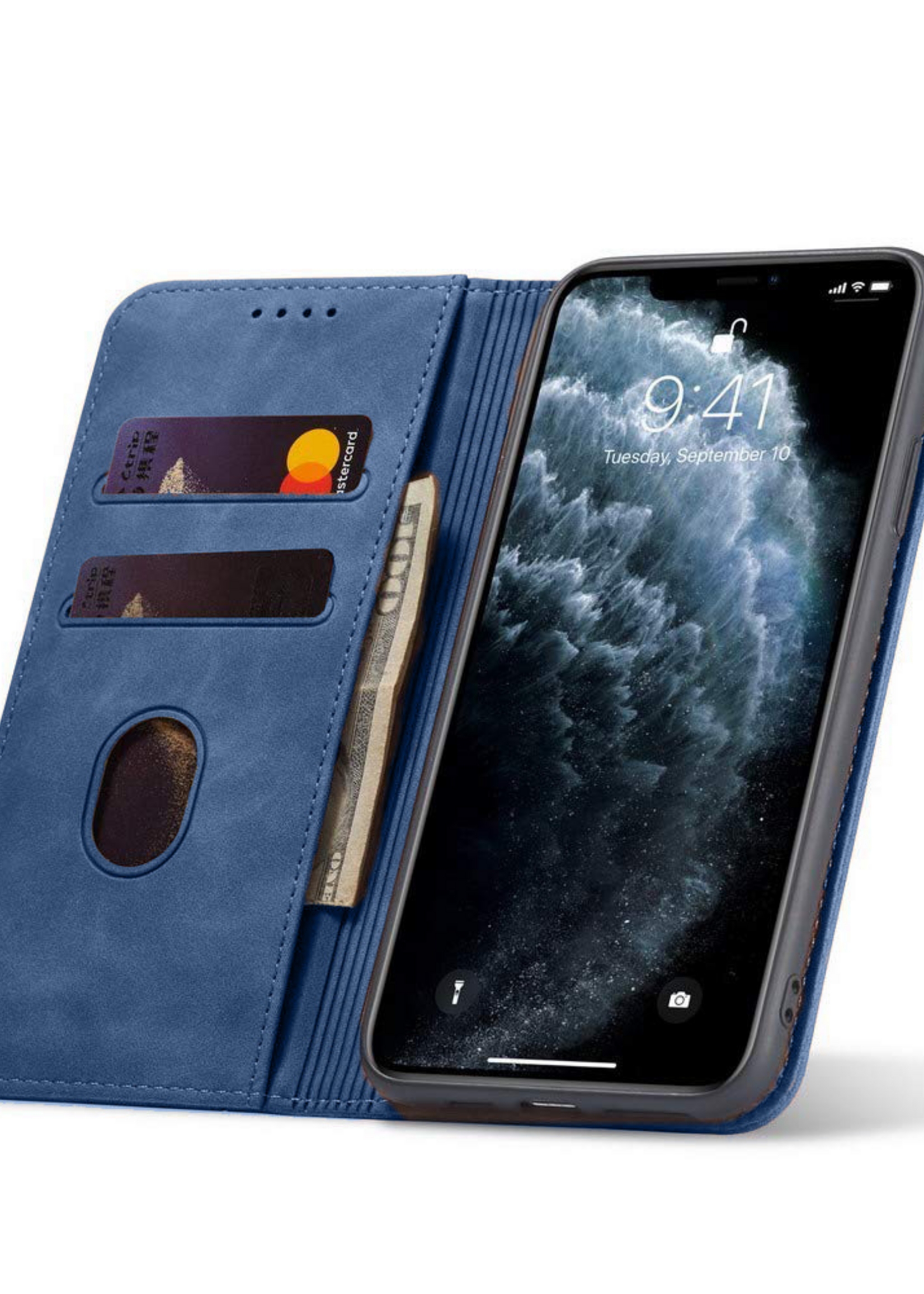 JVS Products Xiaomi Redmi Note 10 Pro hoesje - Bookcase - Pasjeshouder - Portemonnee - Kunstleer - Blauw