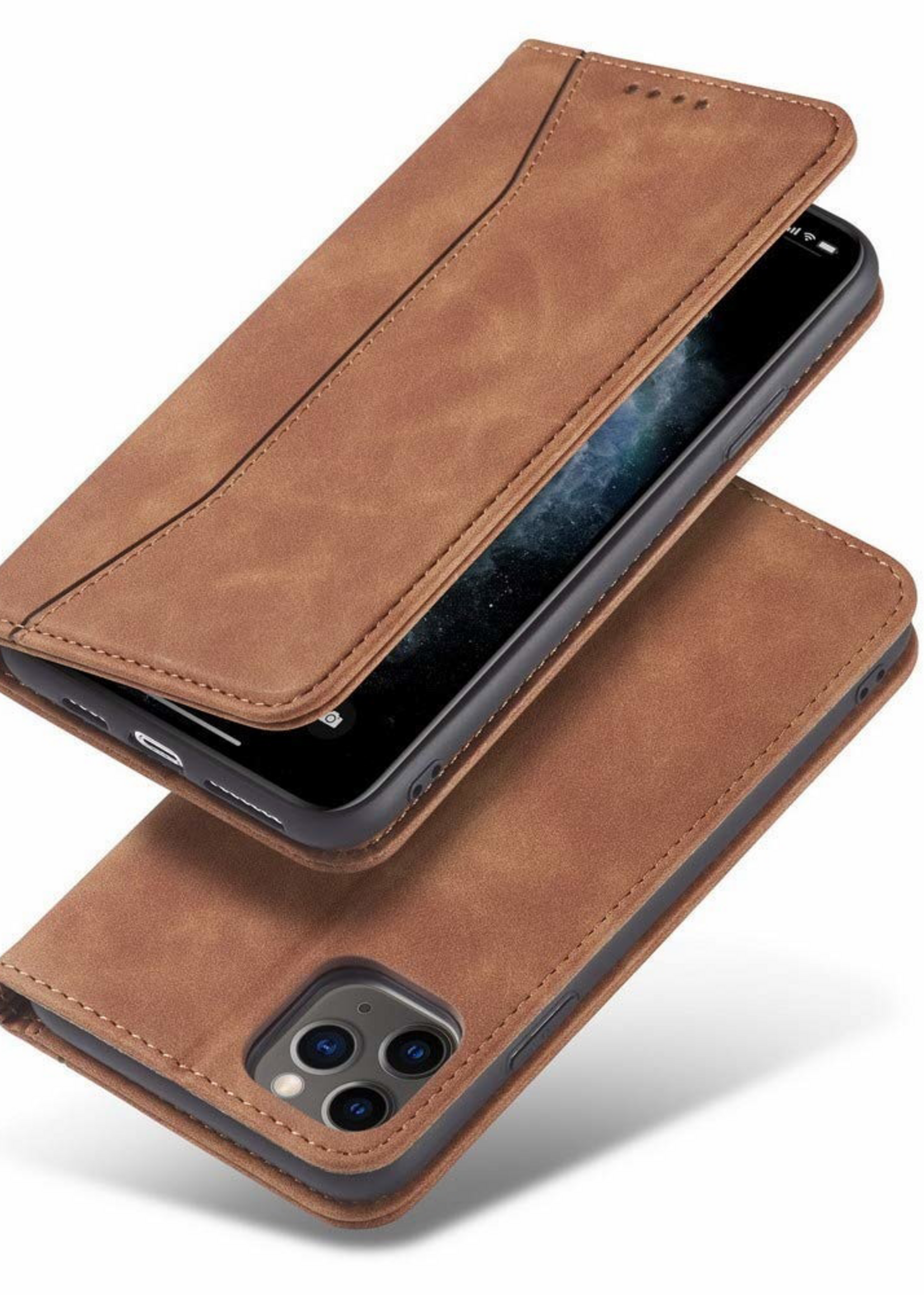 JVS Products Xiaomi Redmi Note 10 Pro hoesje - Bookcase - Pasjeshouder - Portemonnee - Kunstleer - Bruin