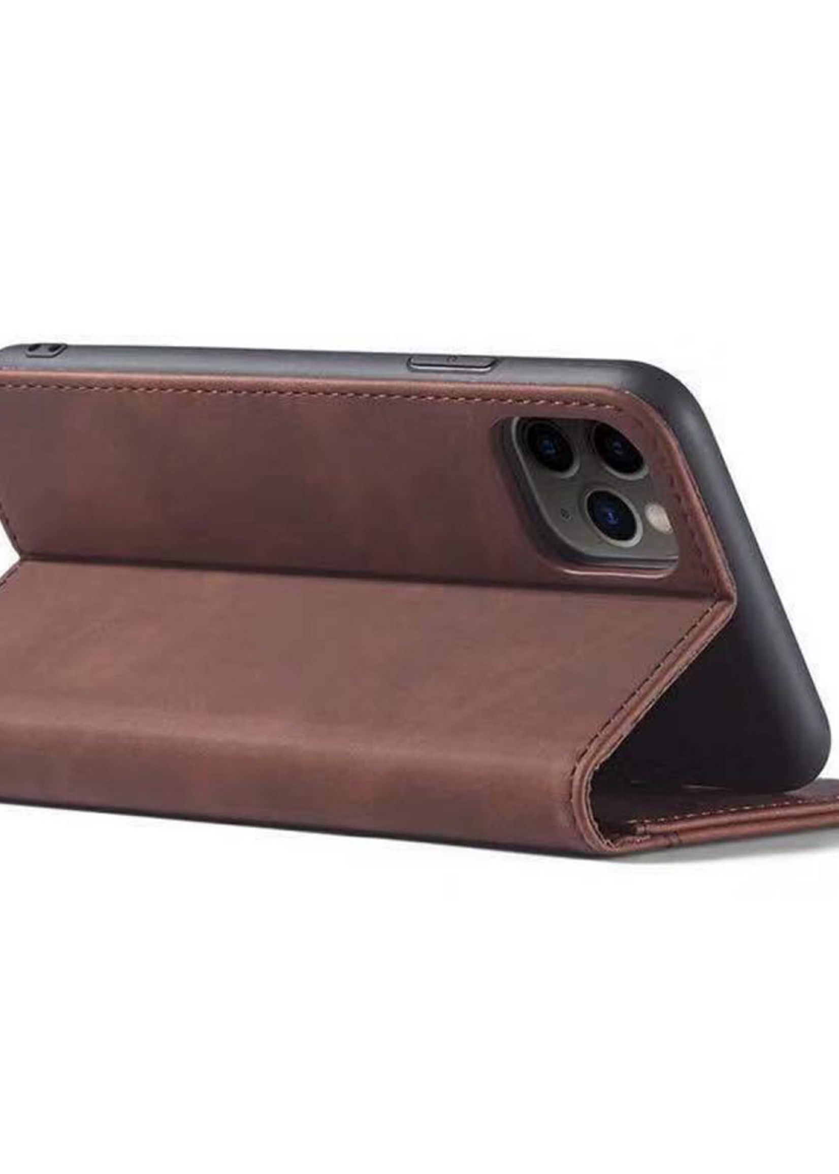 JVS Products Xiaomi Redmi Note 10 Pro hoesje - Bookcase - Pasjeshouder - Portemonnee - Kunstleer - Donkerbruin