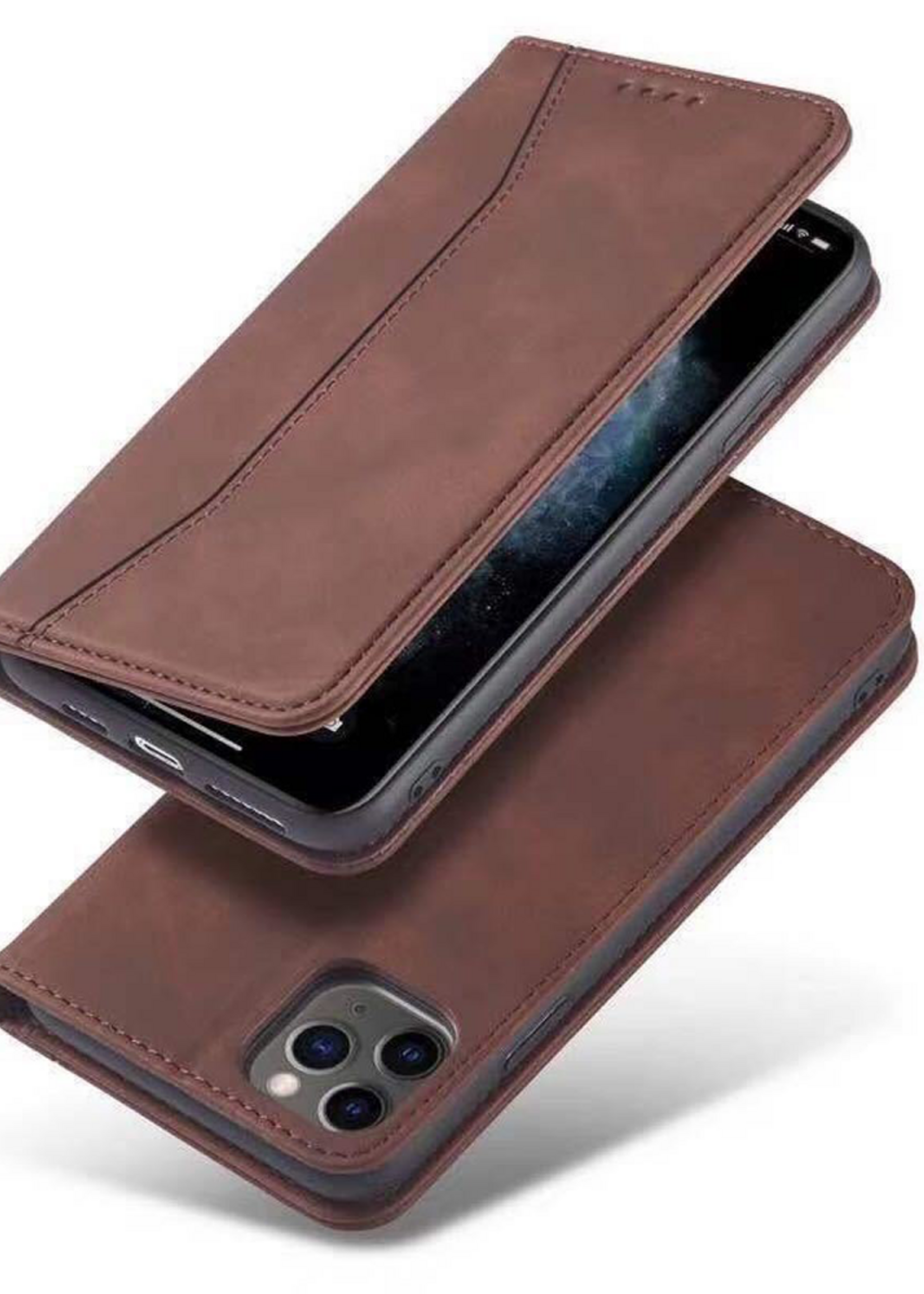 JVS Products Xiaomi Redmi Note 10 Pro hoesje - Bookcase - Pasjeshouder - Portemonnee - Kunstleer - Donkerbruin