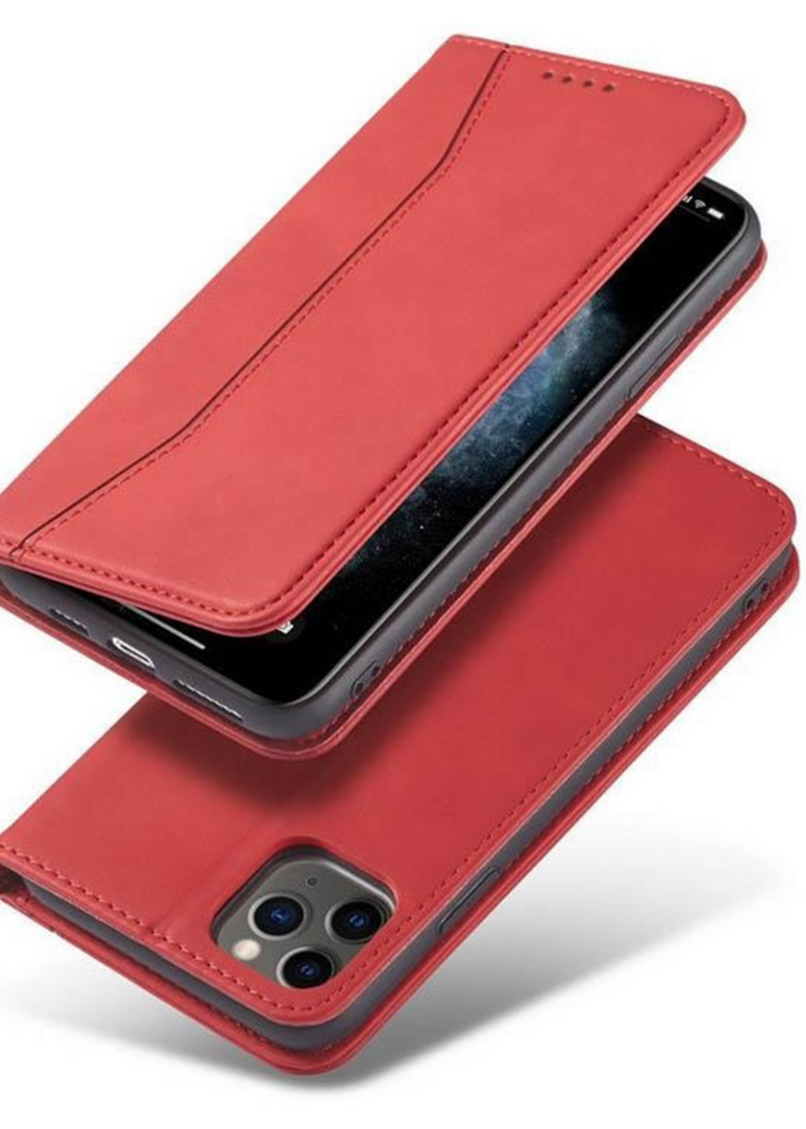 JVS Products Xiaomi Redmi Note 10 Pro hoesje - Bookcase - Pasjeshouder - Portemonnee - Kunstleer - Rood