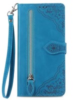 JVS Products Xiaomi Redmi Note 10 Pro hoesje - Bookcase - Koord - Pasjeshouder - Portemonnee - Bloemenpatroon - Kunstleer - Blauw