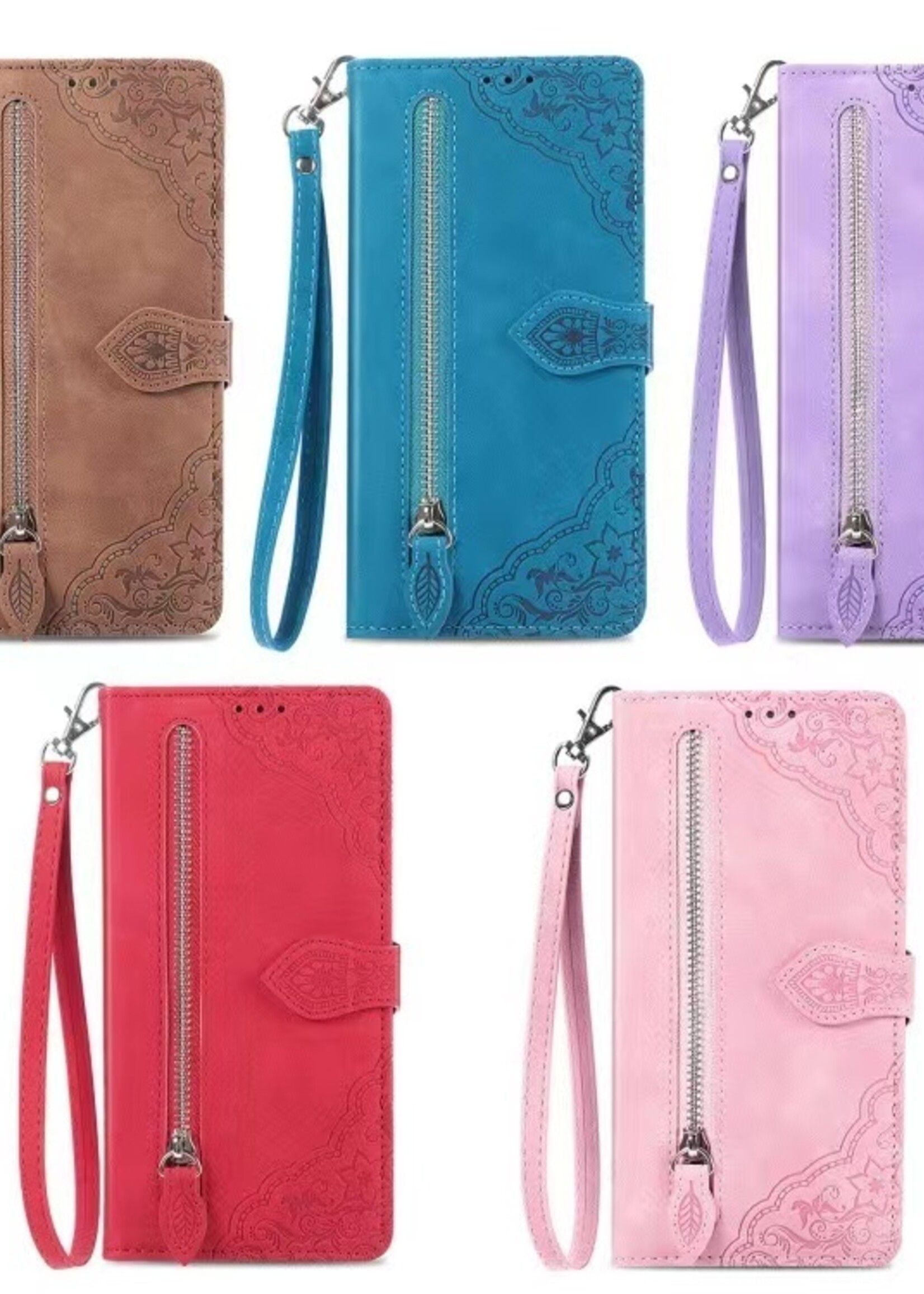 JVS Products Xiaomi Redmi Note 10 Pro hoesje - Bookcase - Koord - Pasjeshouder - Portemonnee - Bloemenpatroon - Kunstleer - Blauw