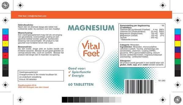 Vital-Feet Magnesium met Taurine - Energie, spierfunctie en ontspanning Vital-Feet Magnesium met Taurine - Energie, spierfunctie en ontspanning