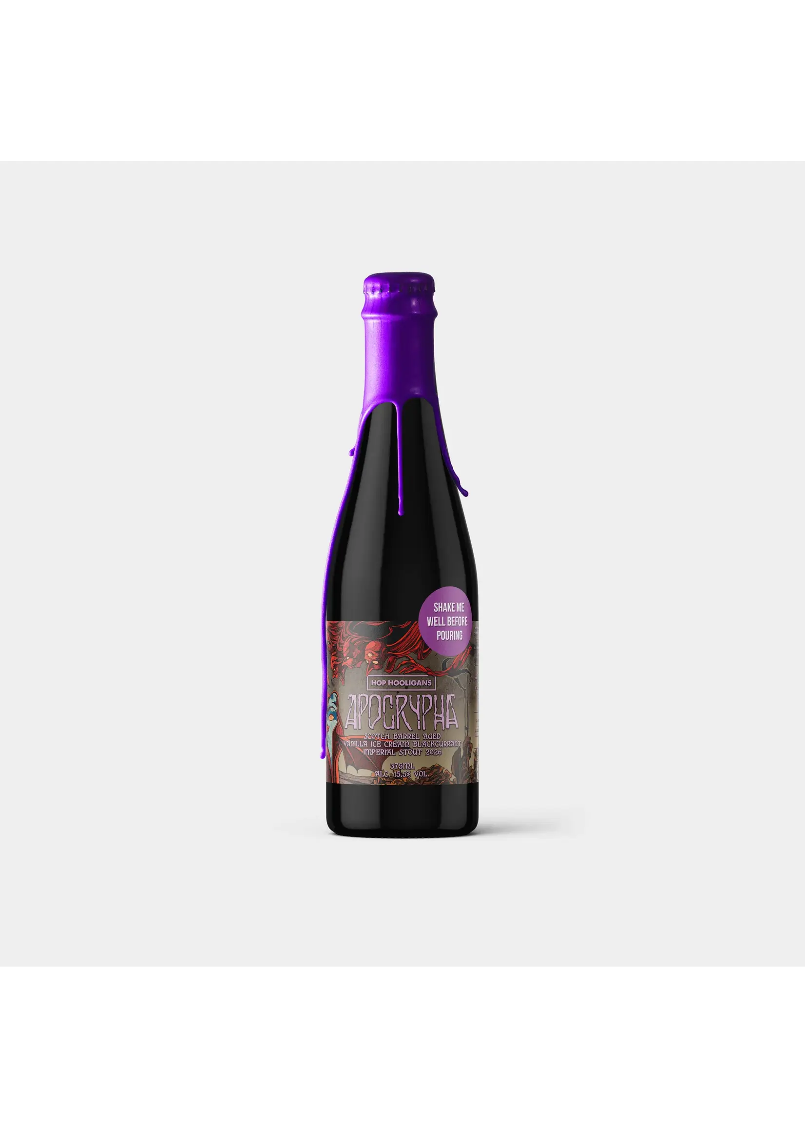 Hop Hooligans Hop Hooligans - Apocrypha: Scotch Barrel Aged Vanilla Ice Cream Blackcurrant Imperial Stout (2026, Purple Wax) - 37.5cl