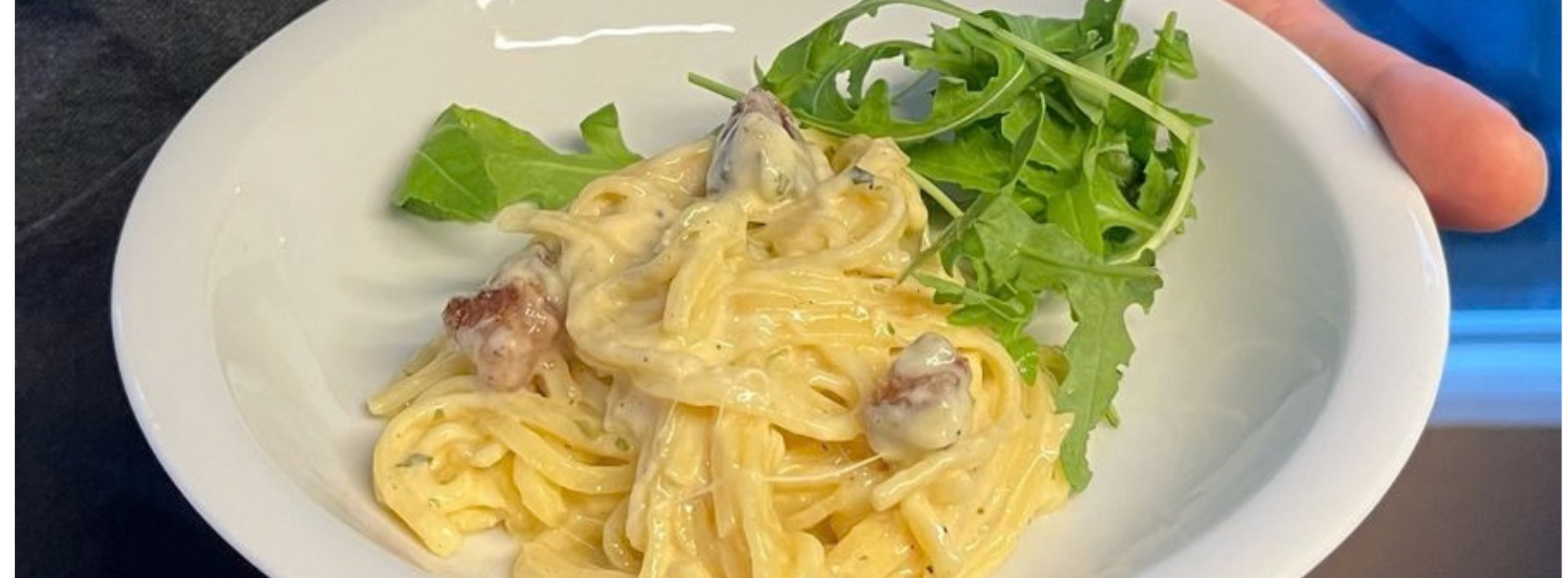Pasta carbonara zonder pasta - met courgette en onze guanciale