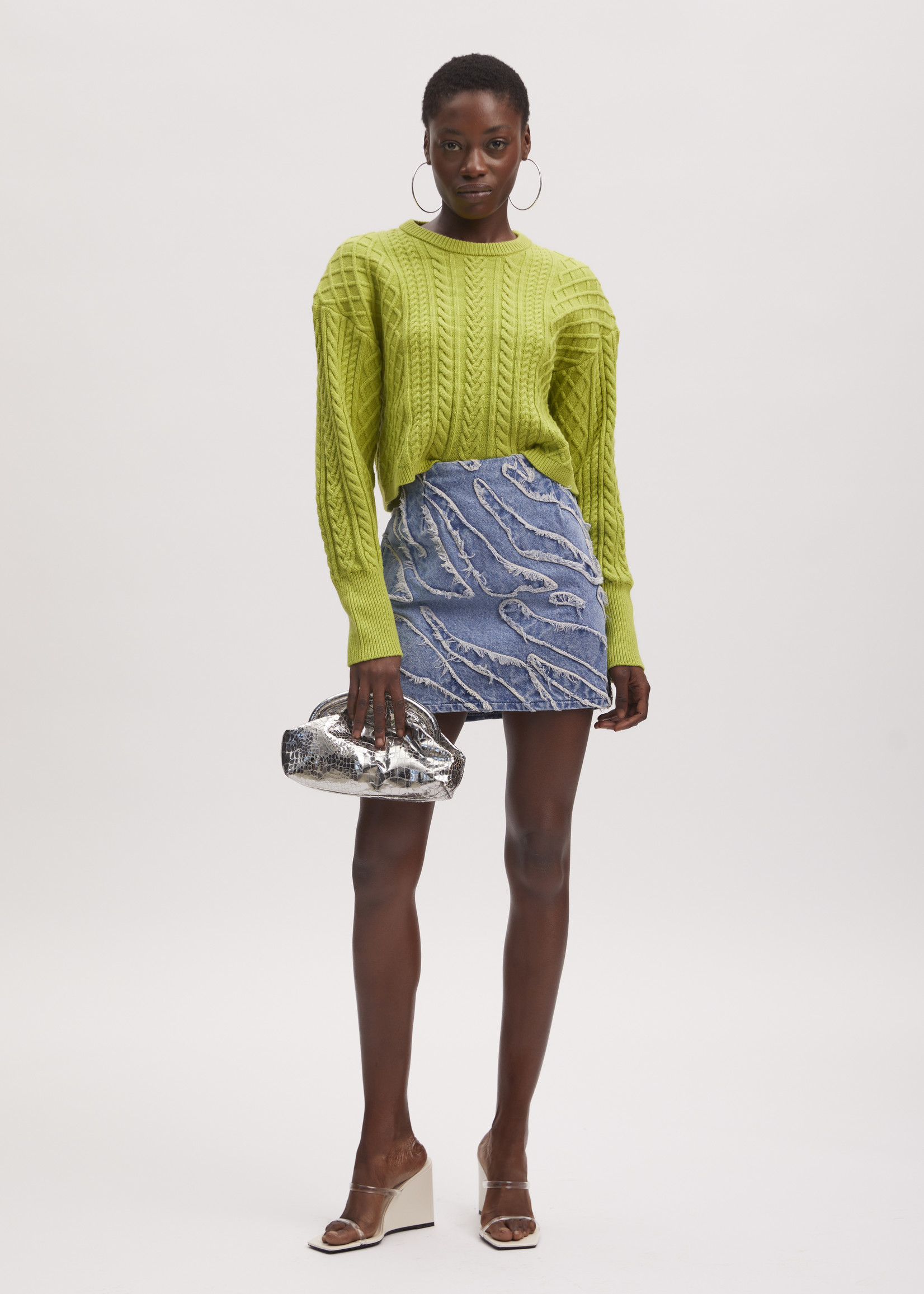 Gestuz Larisa mini skirt Frayered denim blue
