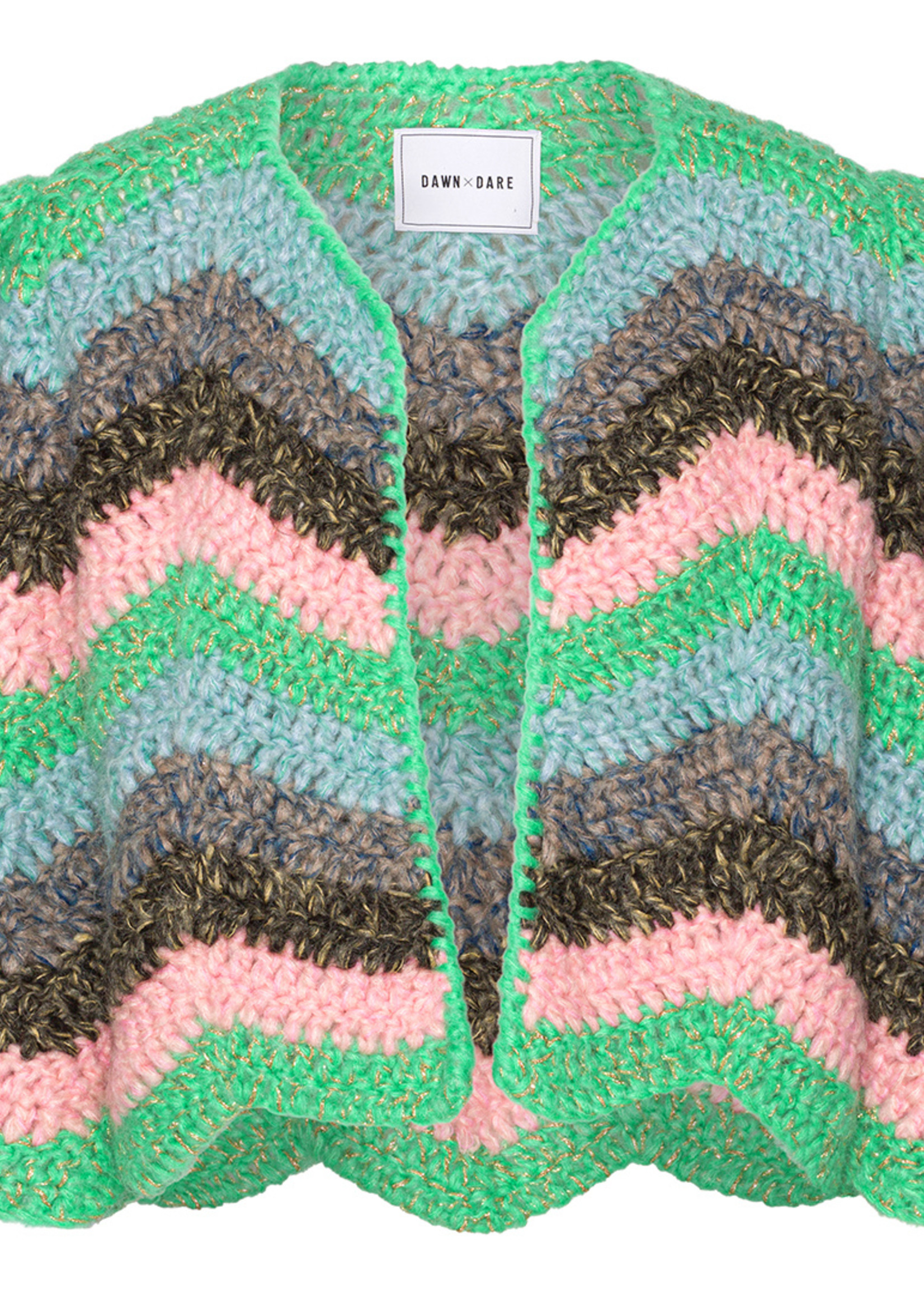 DAWNxDARE Ginza Stripe Hand Crochet Jacket - Jade Multi
