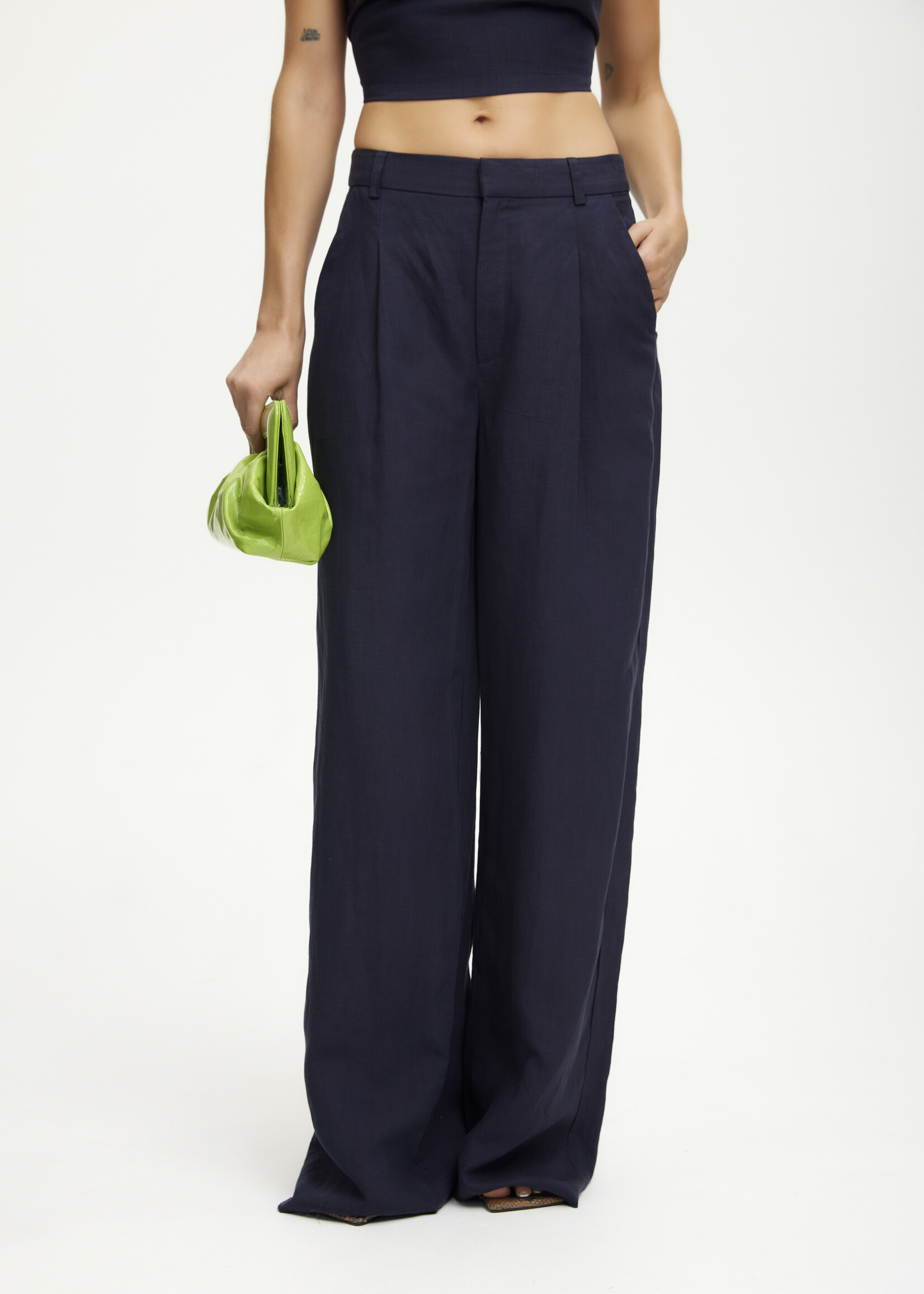 PaulaGZ Linen MW Wide Pants - Seaborne