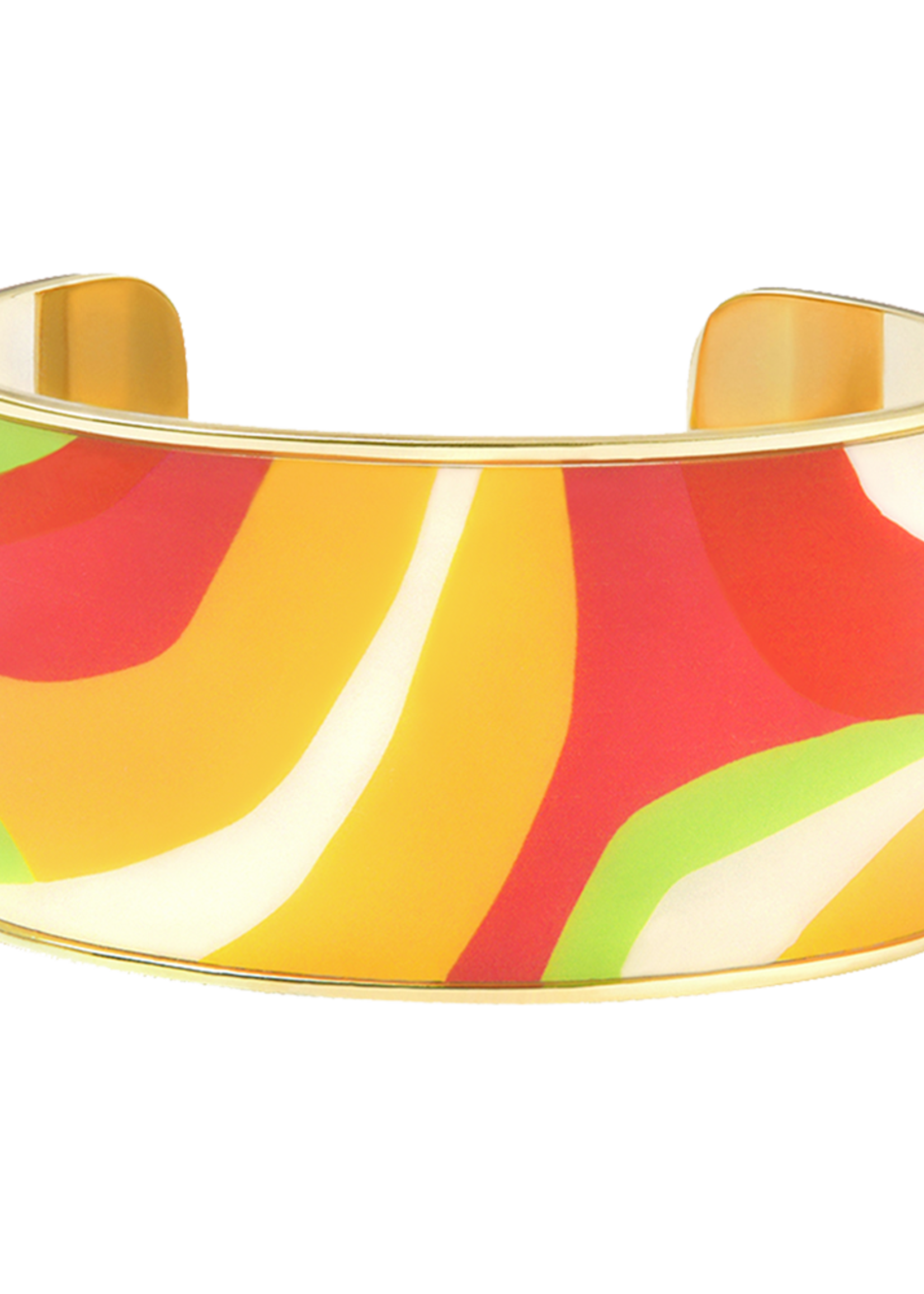 Wide cuff in gilded brass - Pavot Yellow