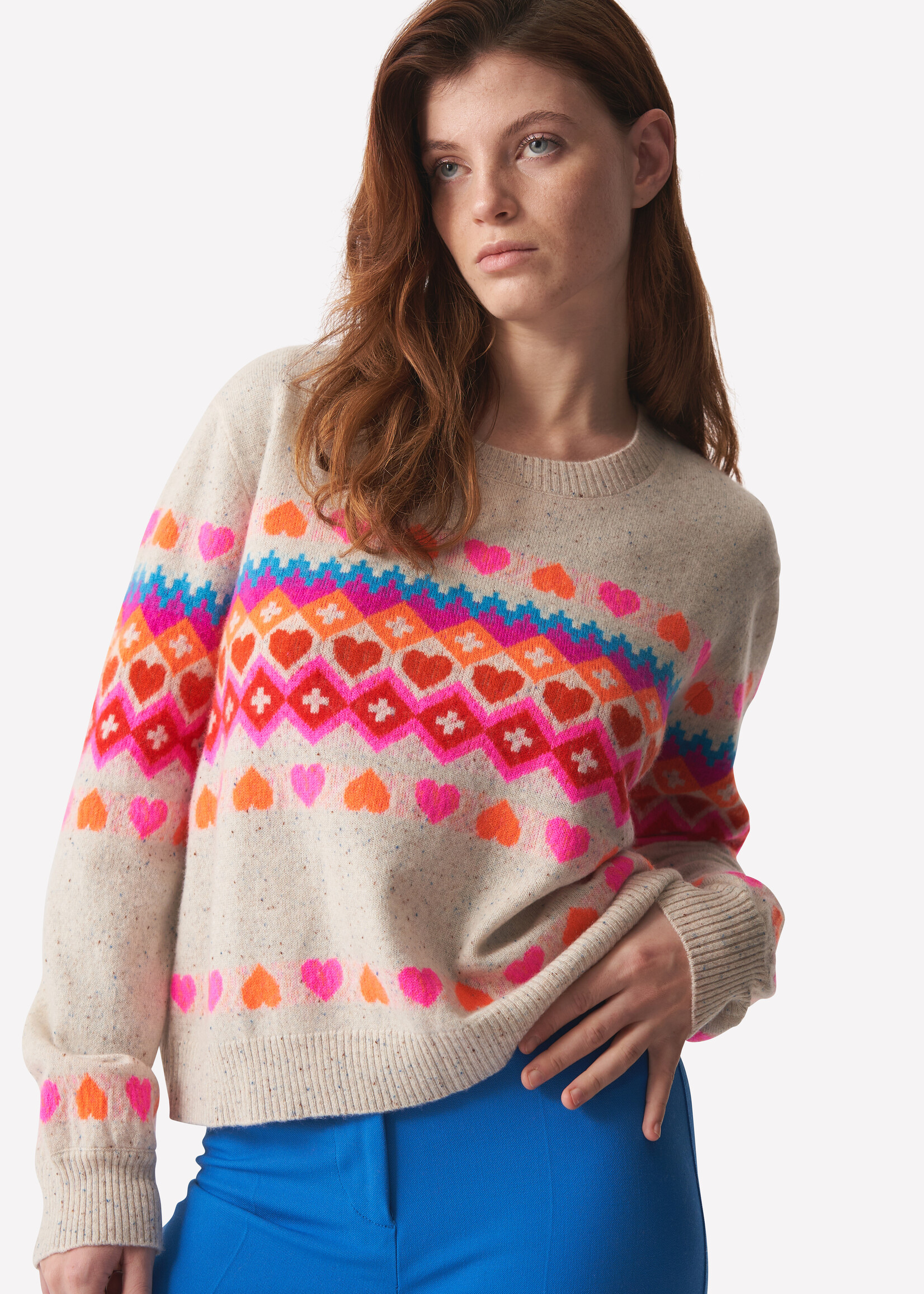 Brodie Rainbow Fairisle Jumper - Leslie/Lagoon