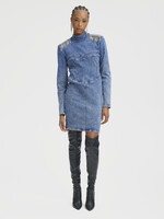 Gestuz Frilly Short Dress - Mid Blue Washed