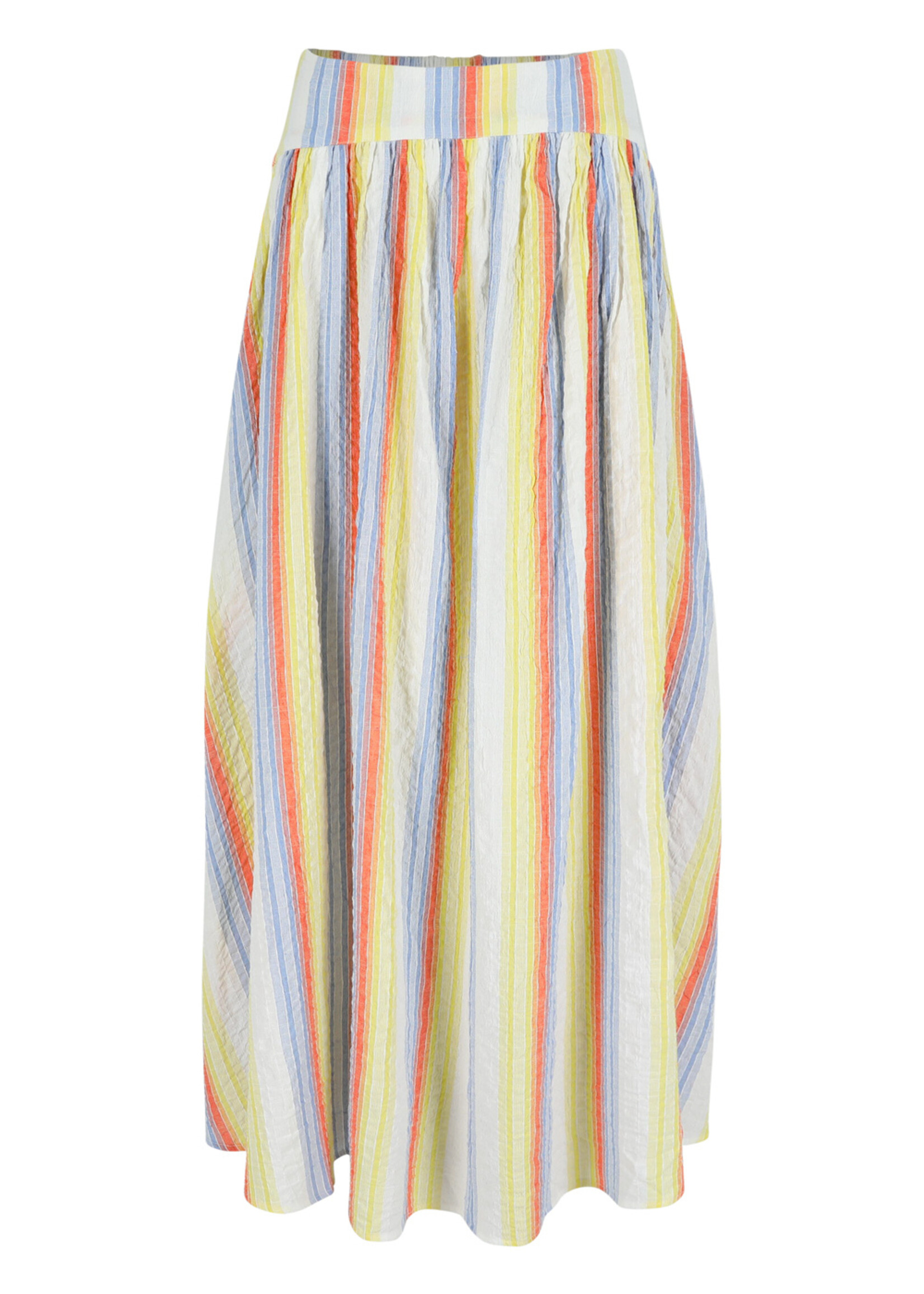 RAE Deirdre maxi skirt from SS23-Multi stripe