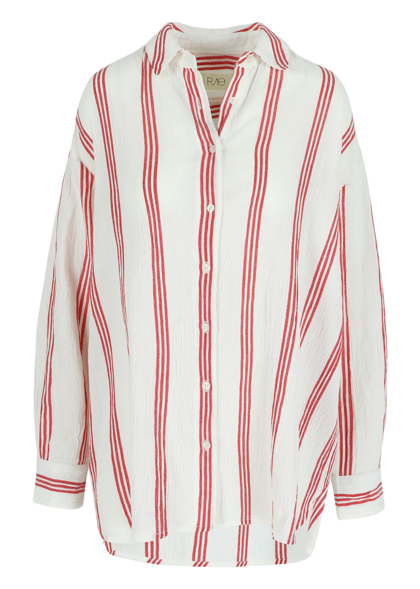 RAE Boston oversized shirt red stripes-White