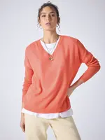 Absolut Cashmere Angelica Pull col V - Pomelo Neon