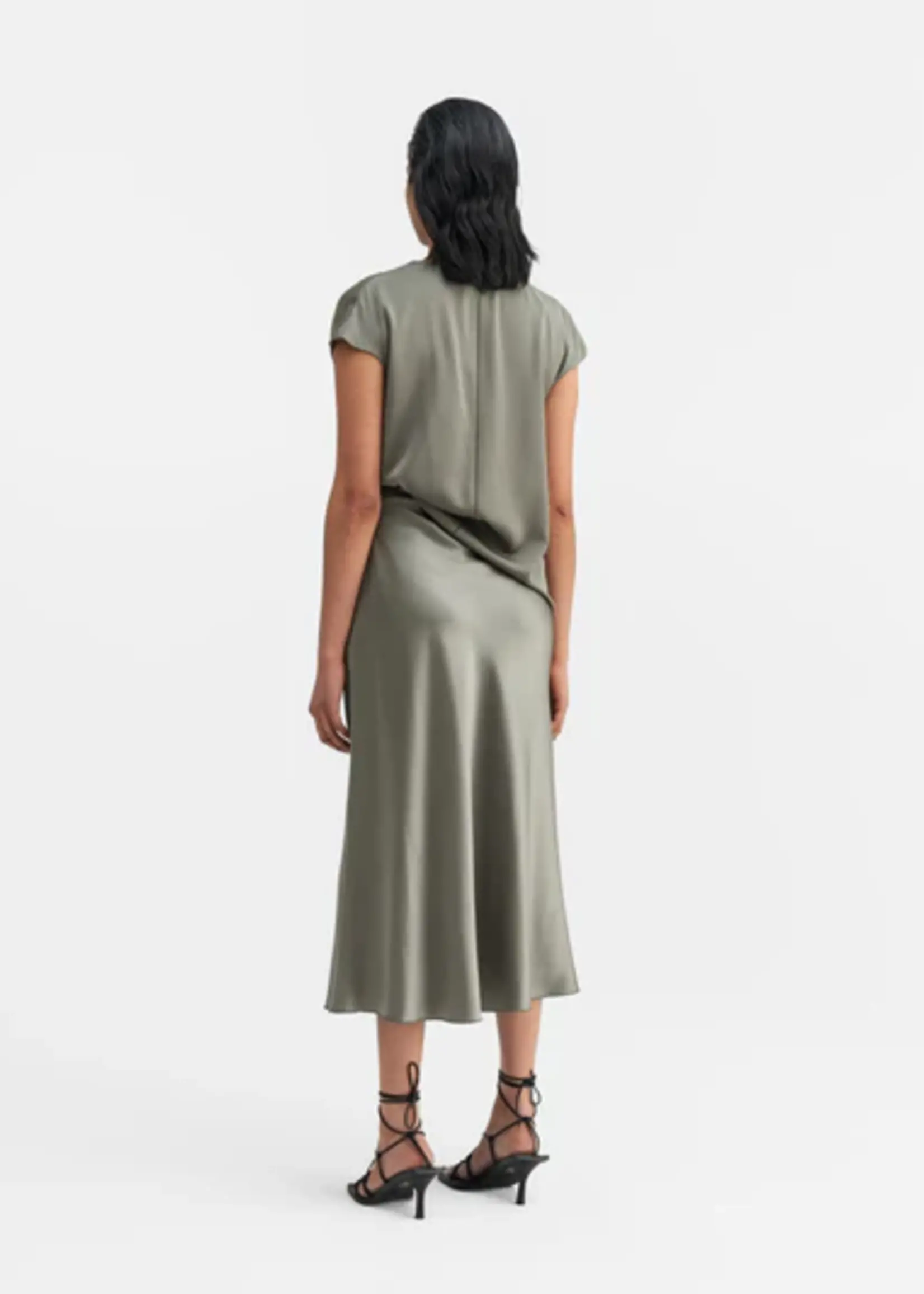 Ahlvar Gallery Hana Satin Silk Skirt - Light Military
