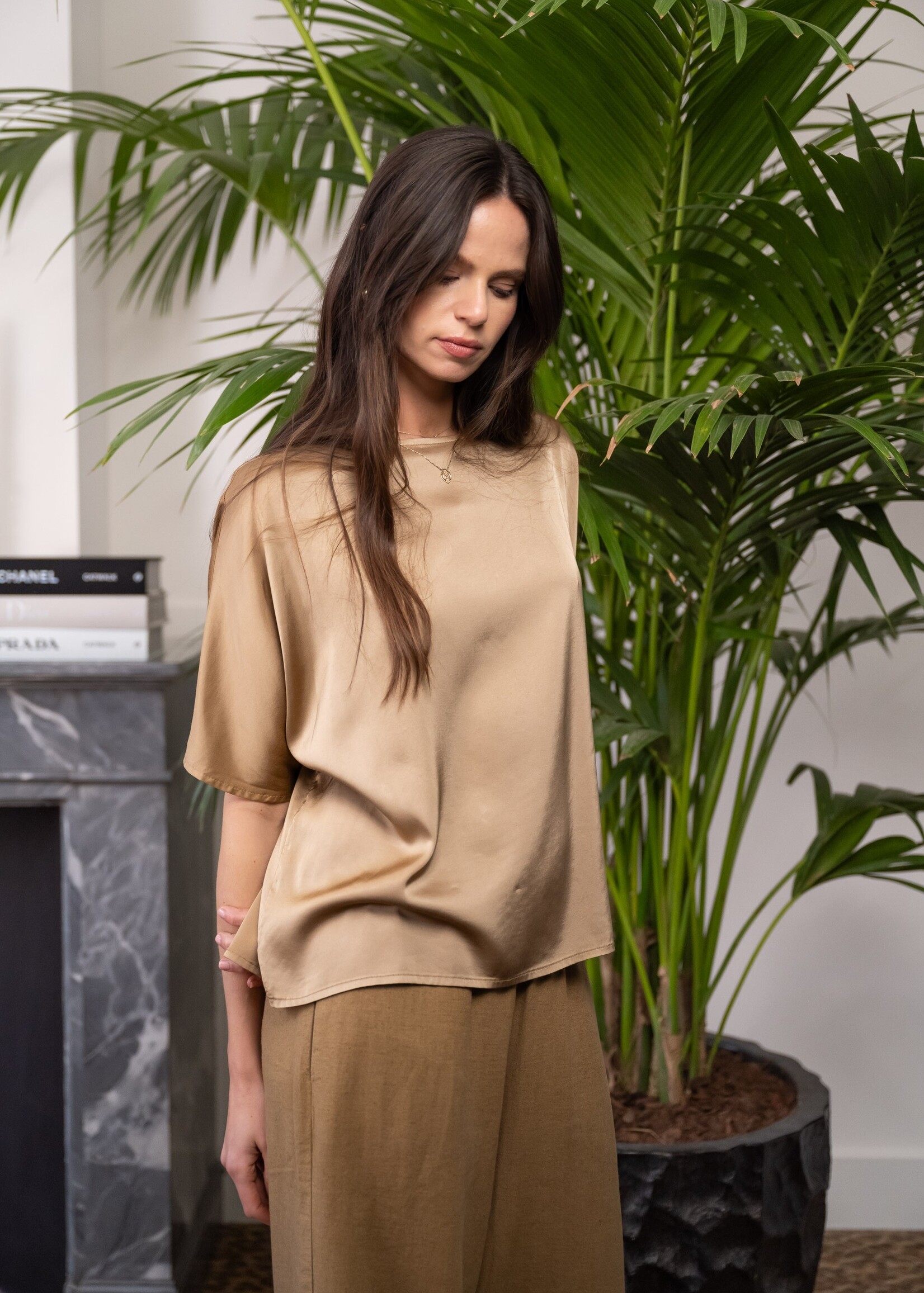 Rosie Blouse Satin - Sahara