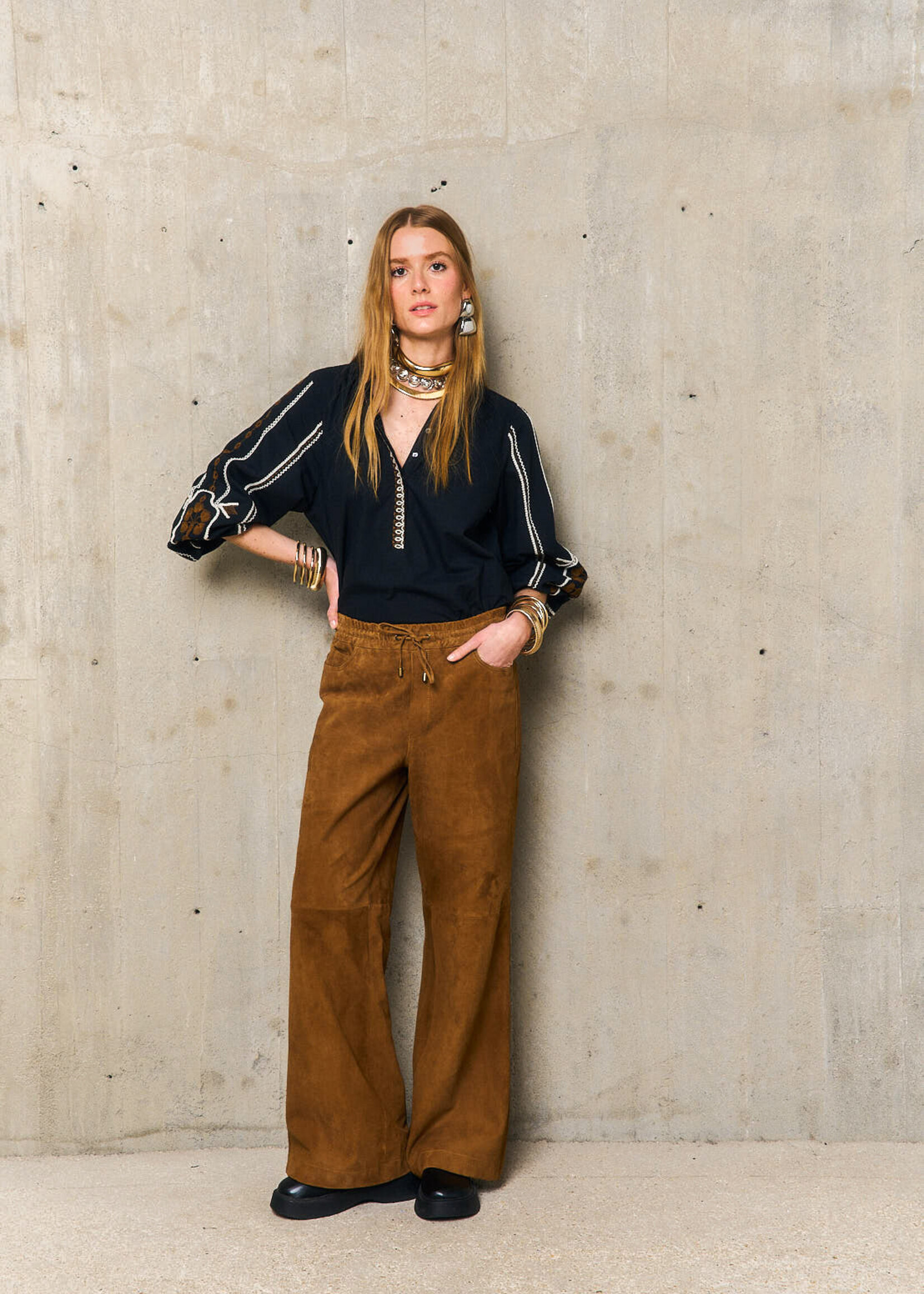 Stella Forest Azelli Pantalon Elast.Daim - Caramel