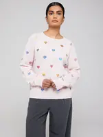 Brodie Foil Heart V Neck - Organic White