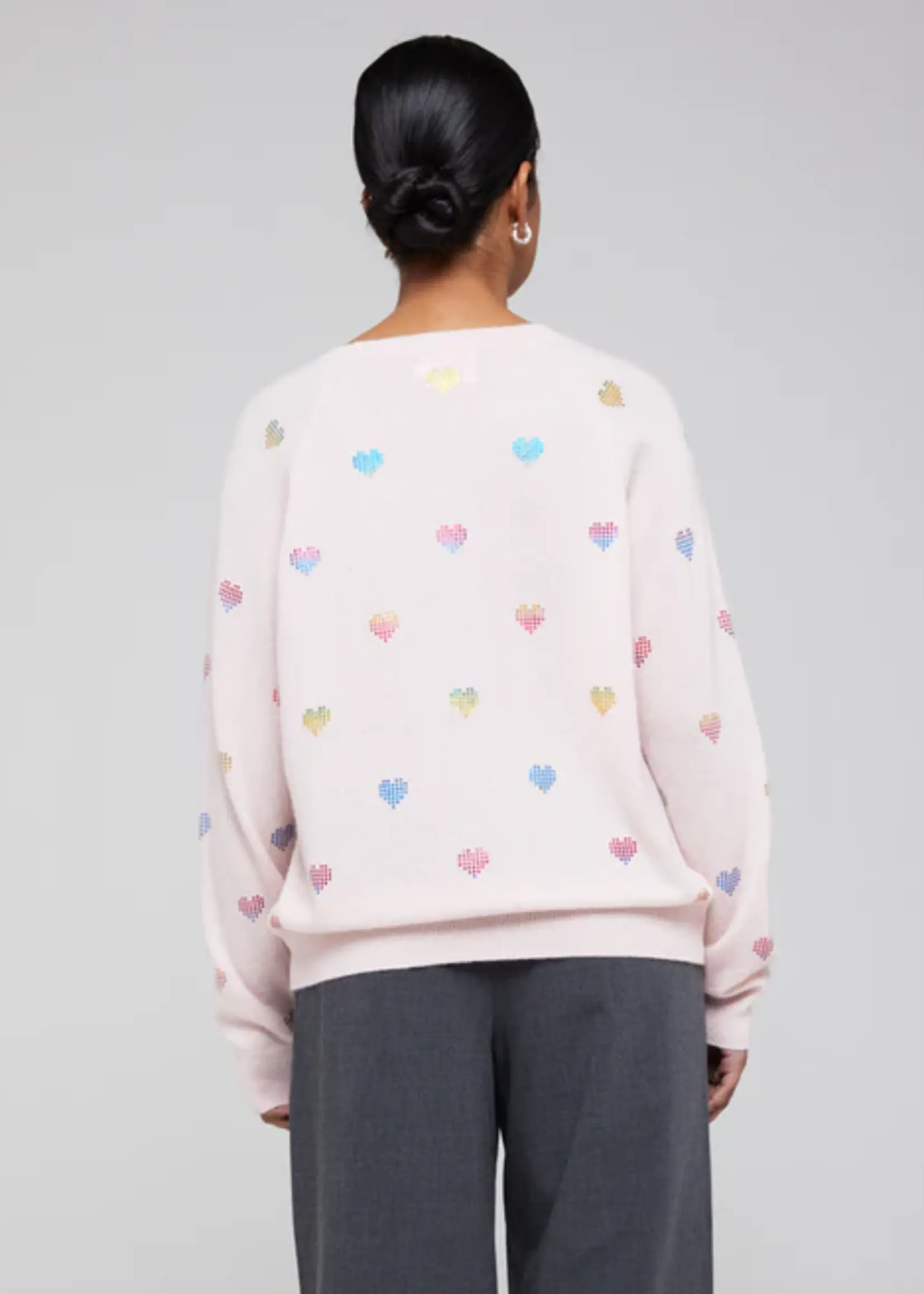 Brodie Foil Heart V Neck - Organic White