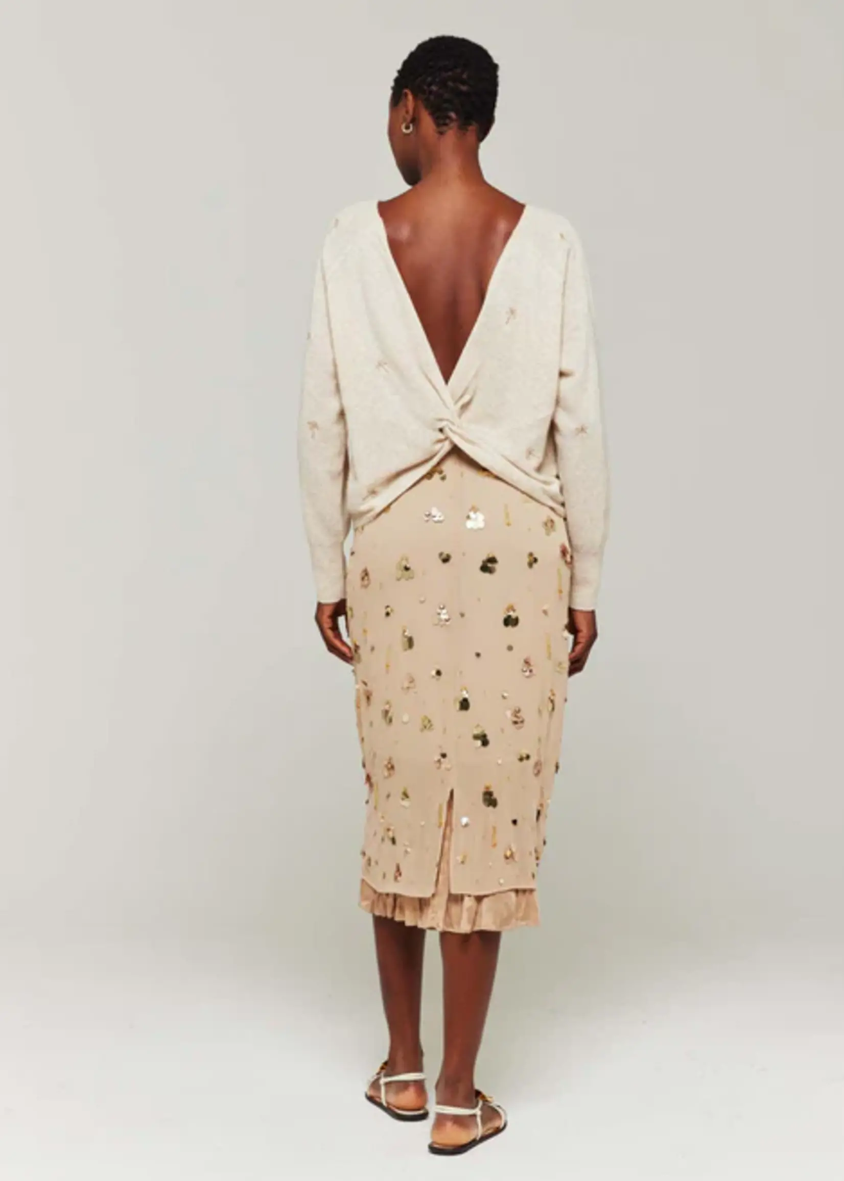Brodie Embroidery Palm Twist Boat Neck - Cygnet/Cozet Gold