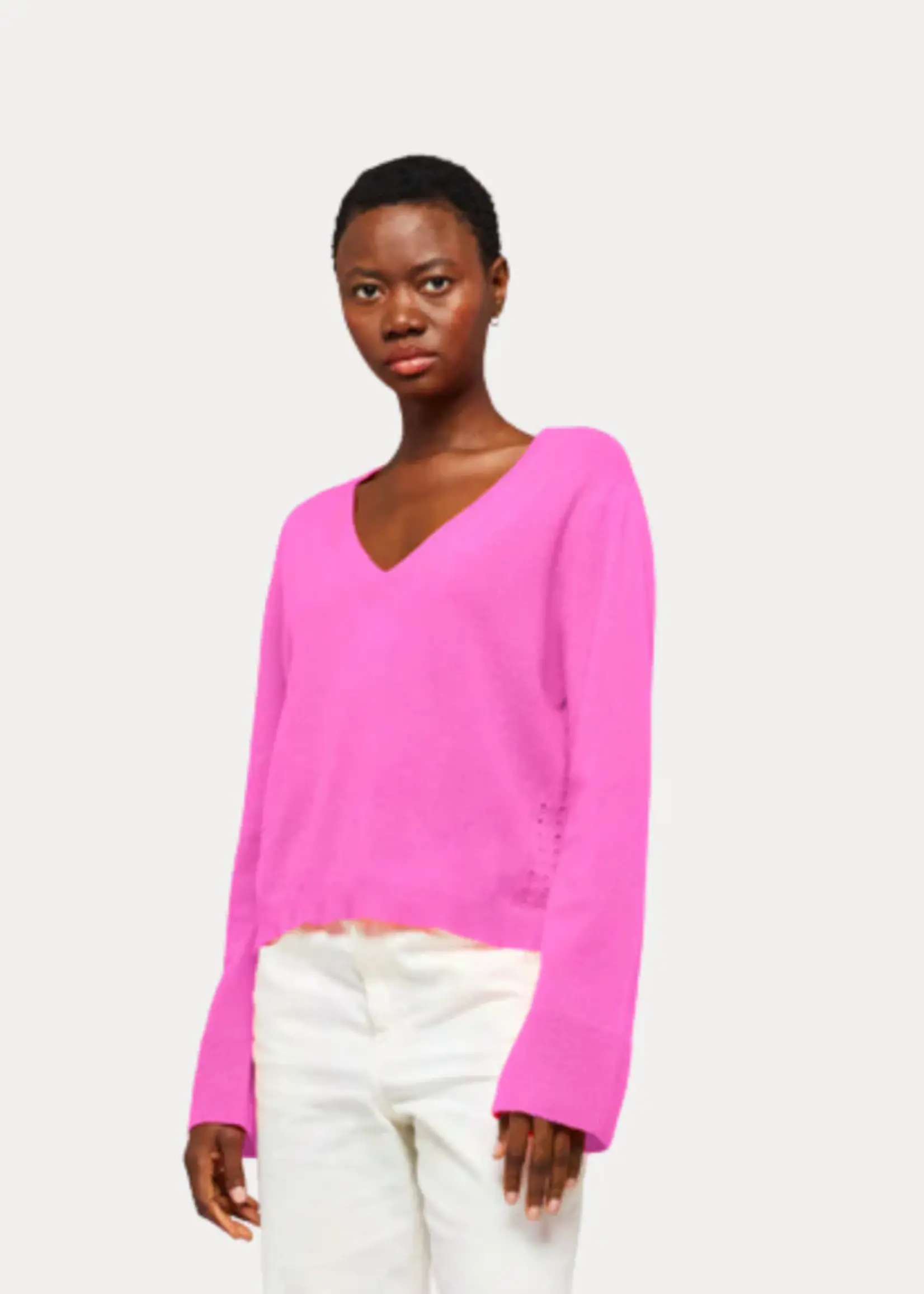 Brodie Kate Pointelle V Neck - Diva Pink