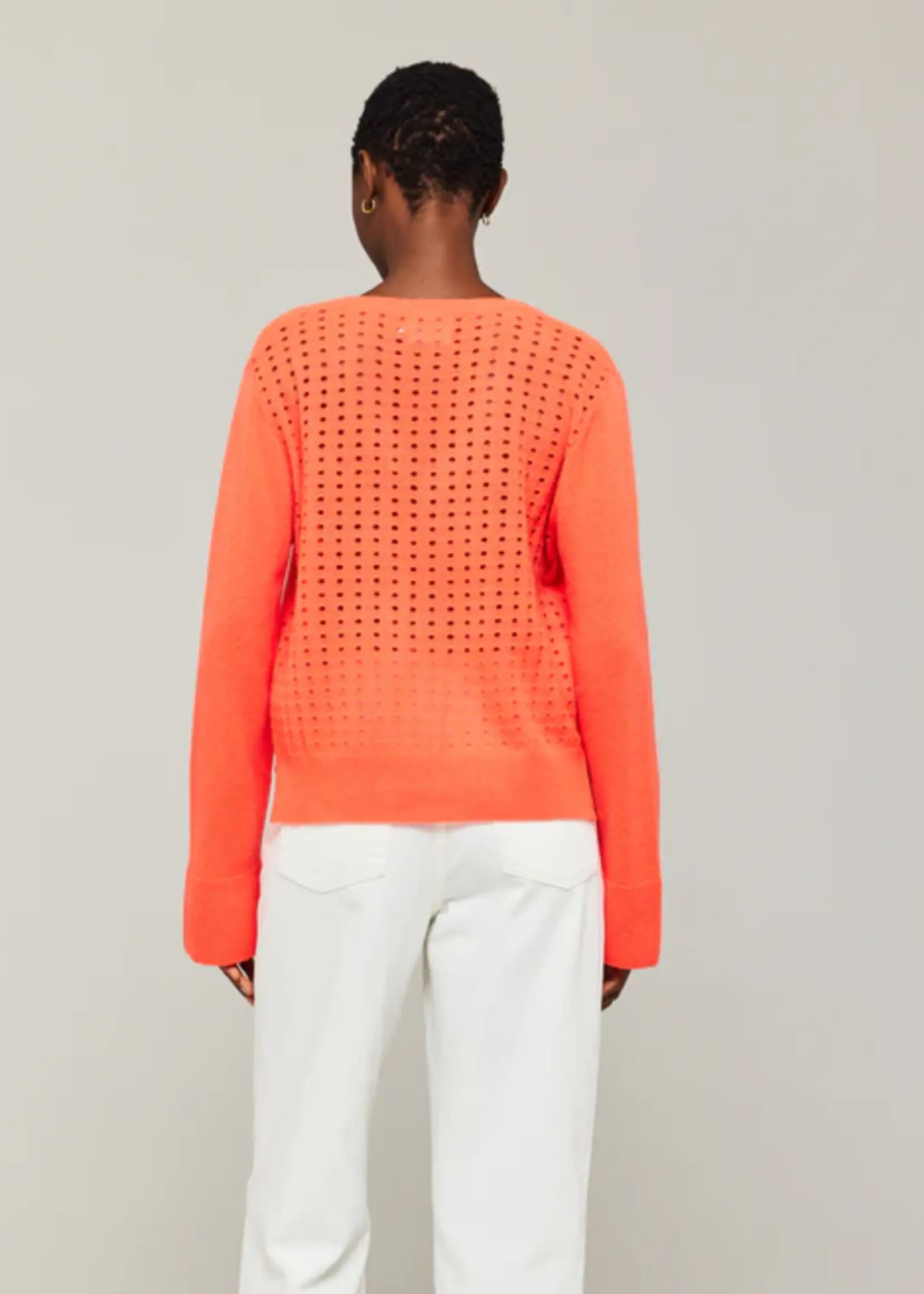 Brodie Kate Pointelle V Neck - Hot Coral