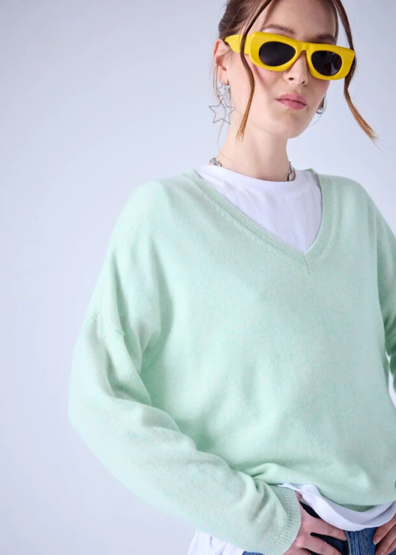 Absolut Cashmere Alicia -Pull col V - Cloudy Mint