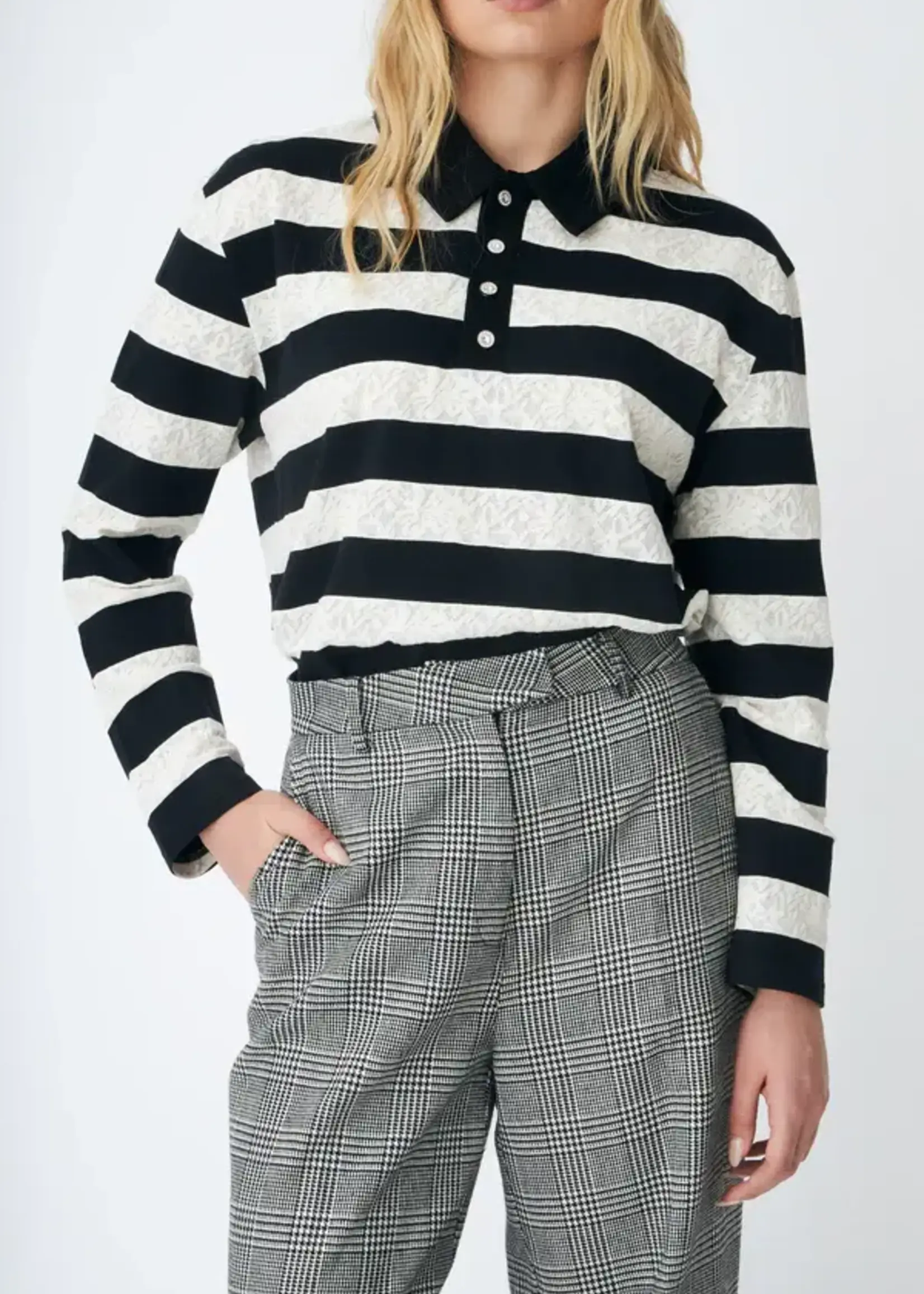 Crass Beacras Blouse - Black White Stripe