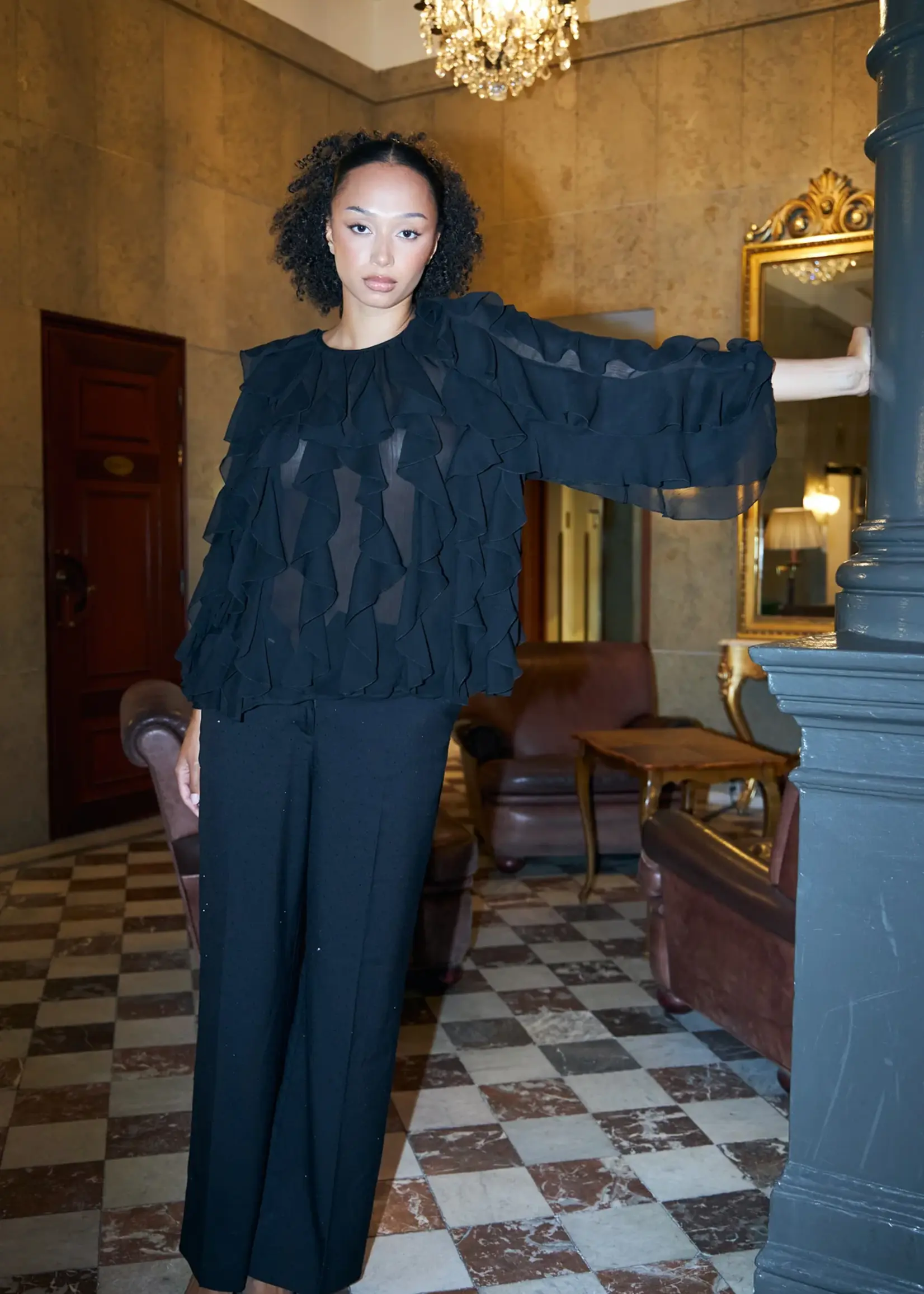 Crass Mancycras Pants - Black Rhinestone