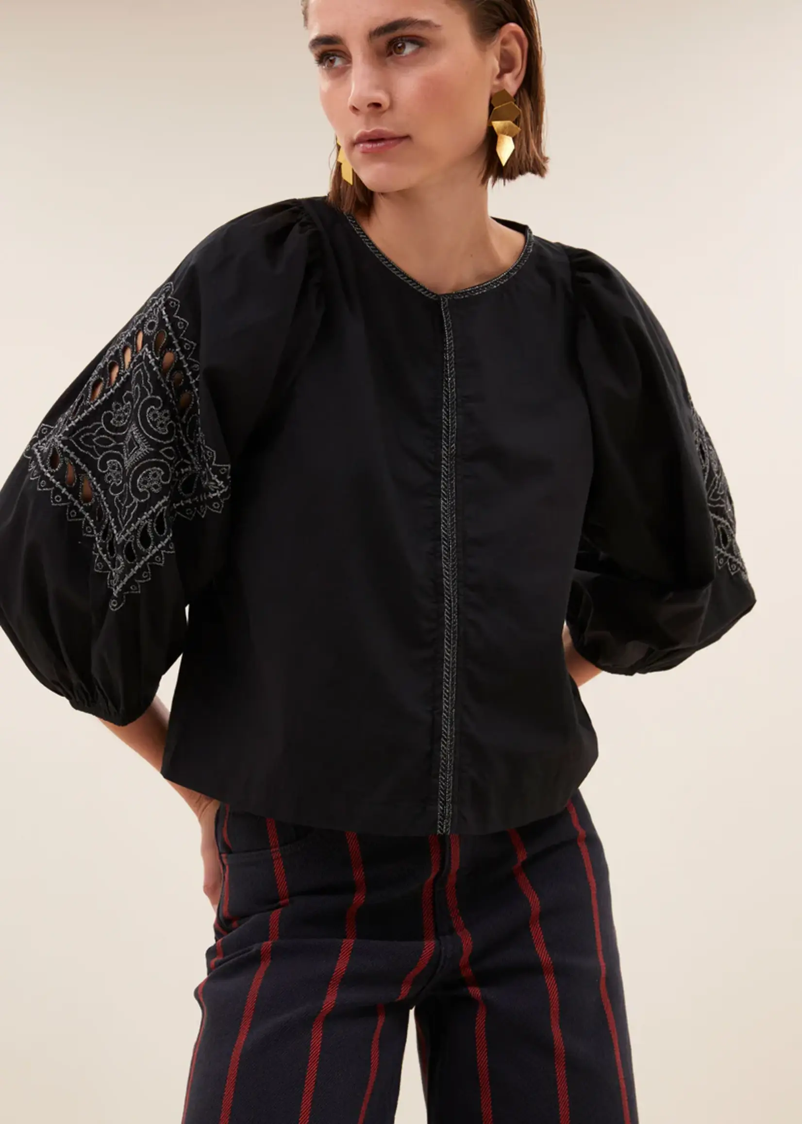 By-Bar Rae Festive Blouse - Jet Black