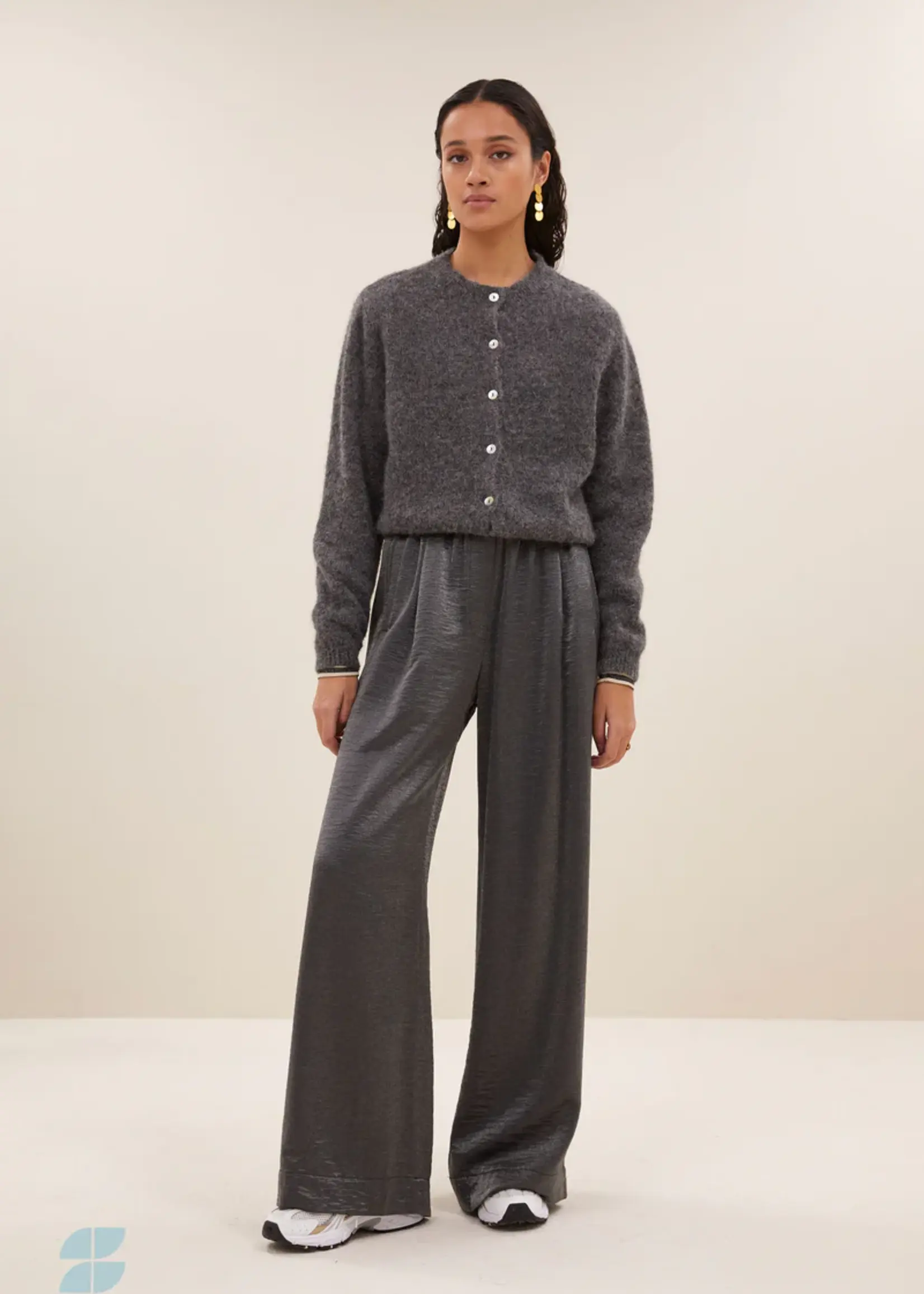 By-Bar Cleo Natural Cardigan - Dark Grey Melee