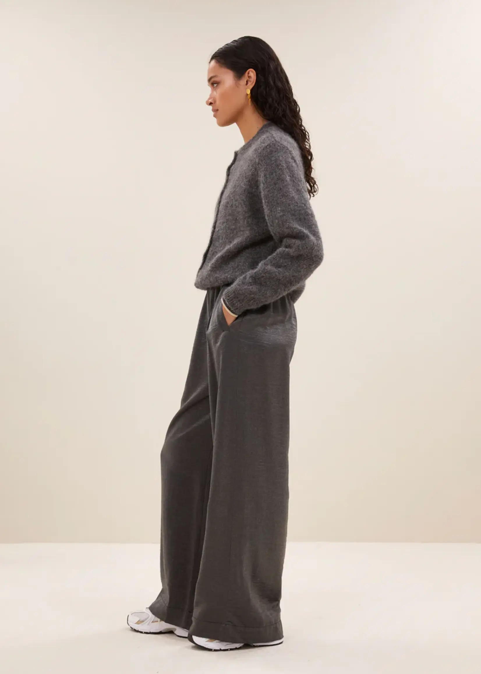 By-Bar Cleo Natural Cardigan - Dark Grey Melee