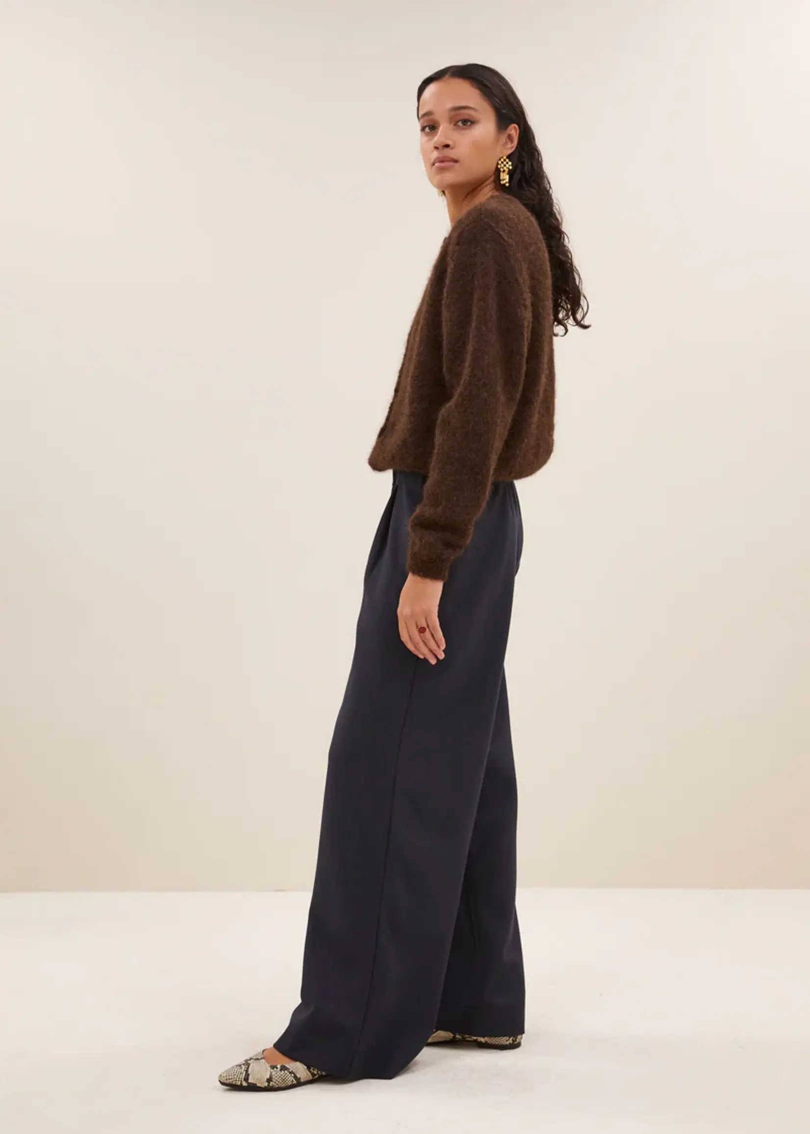 By-Bar Cleo Natural Cardigan - Deep Brown