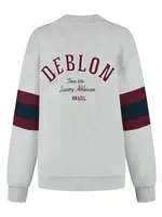 Deblon Sports Noah Varsity Cardigan - Grey Melange Bordeaux Navy