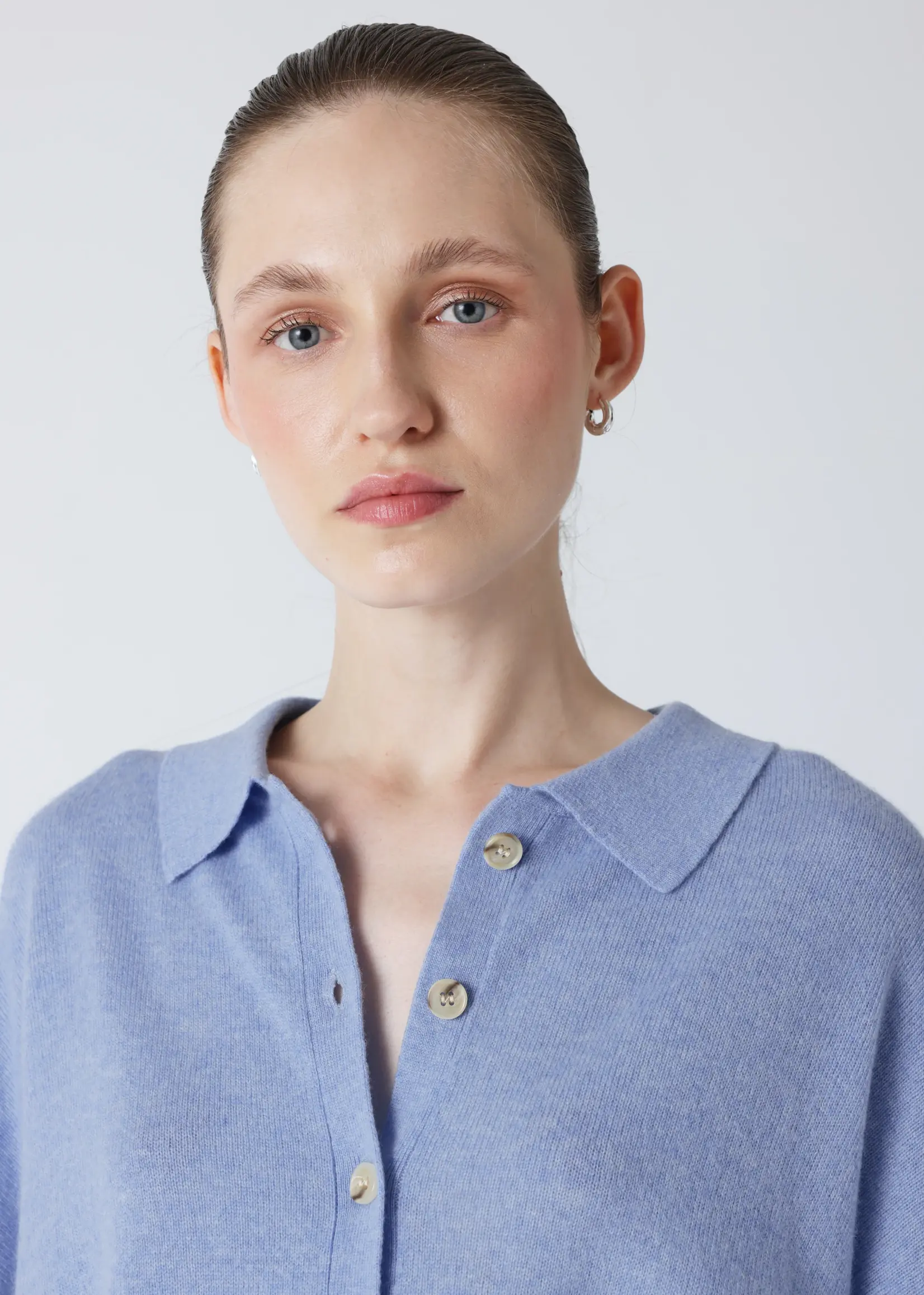 Absolut Cashmere Majura Pull Col  Chemise Avec Boutons - Chambray B