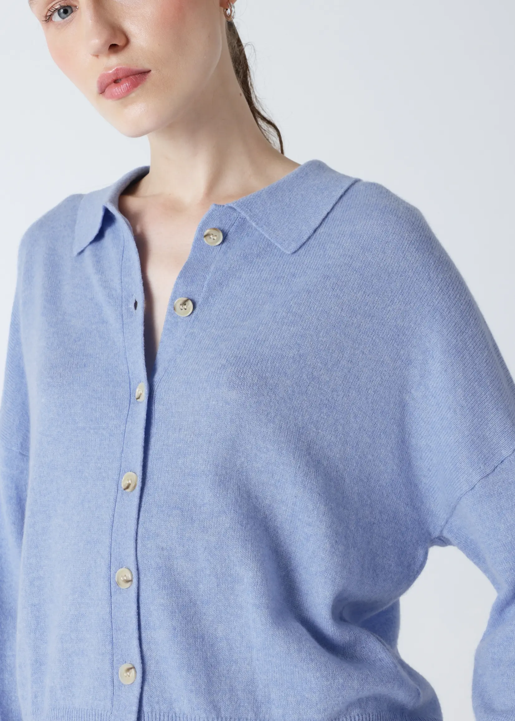 Absolut Cashmere Majura Pull Col  Chemise Avec Boutons - Chambray B