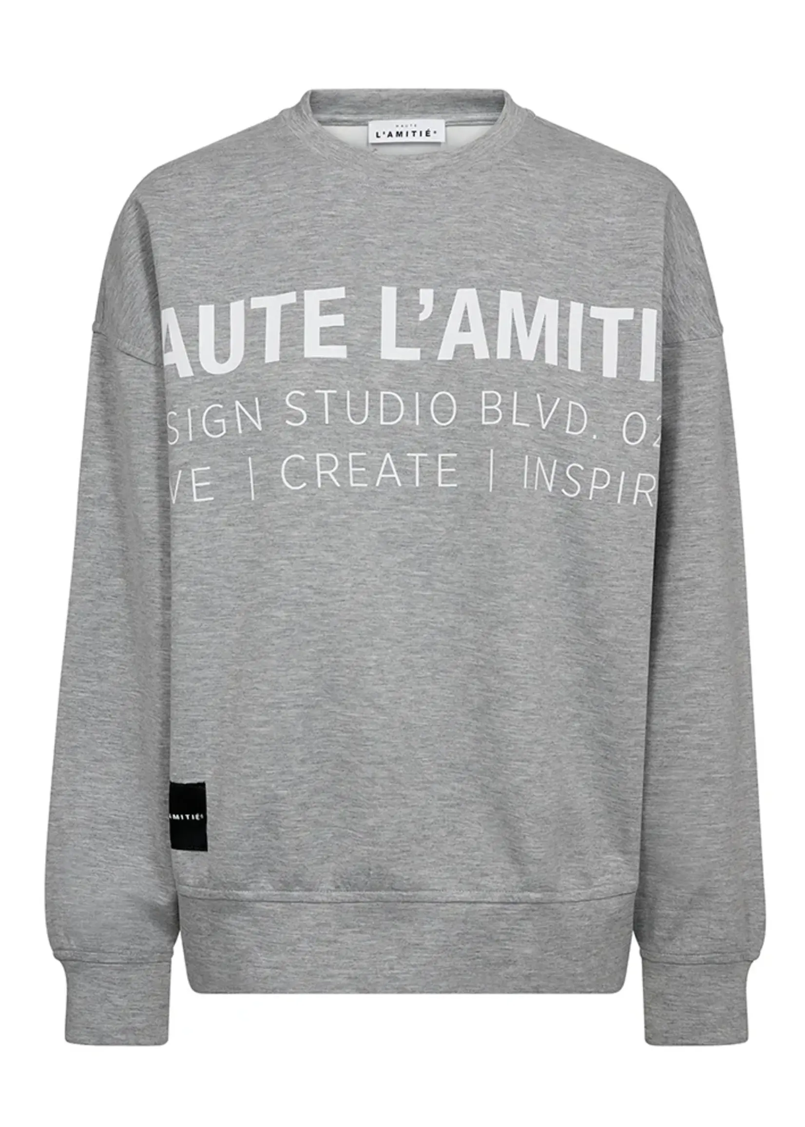 Haute L'Amitié Studio Logo Sweater Grey Melange / White