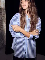 Haute L'Amitié Lark Mix Stripe Shirt - White : Blue Mix