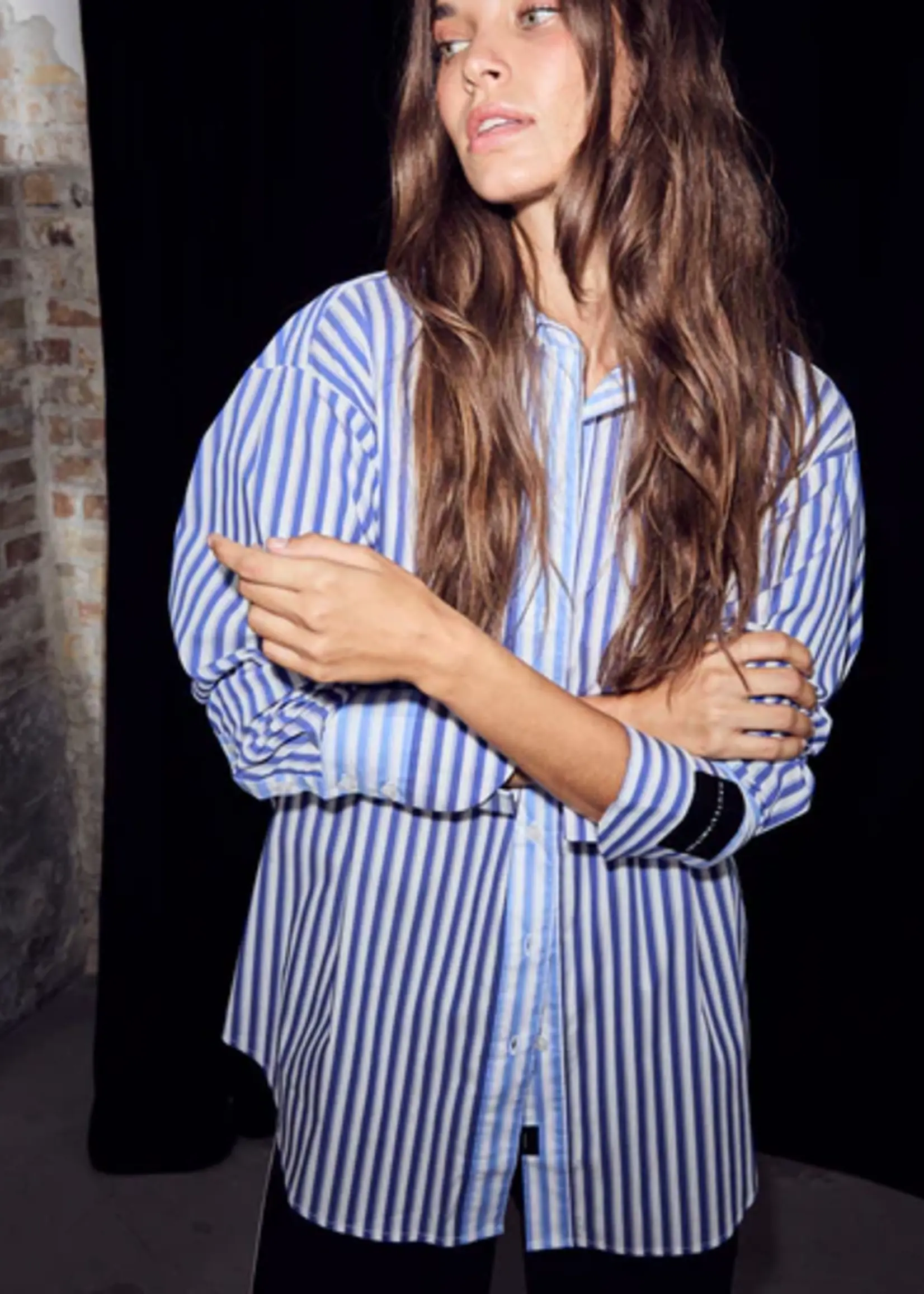 Haute L'Amitié Lark Mix Stripe Shirt - White : Blue Mix
