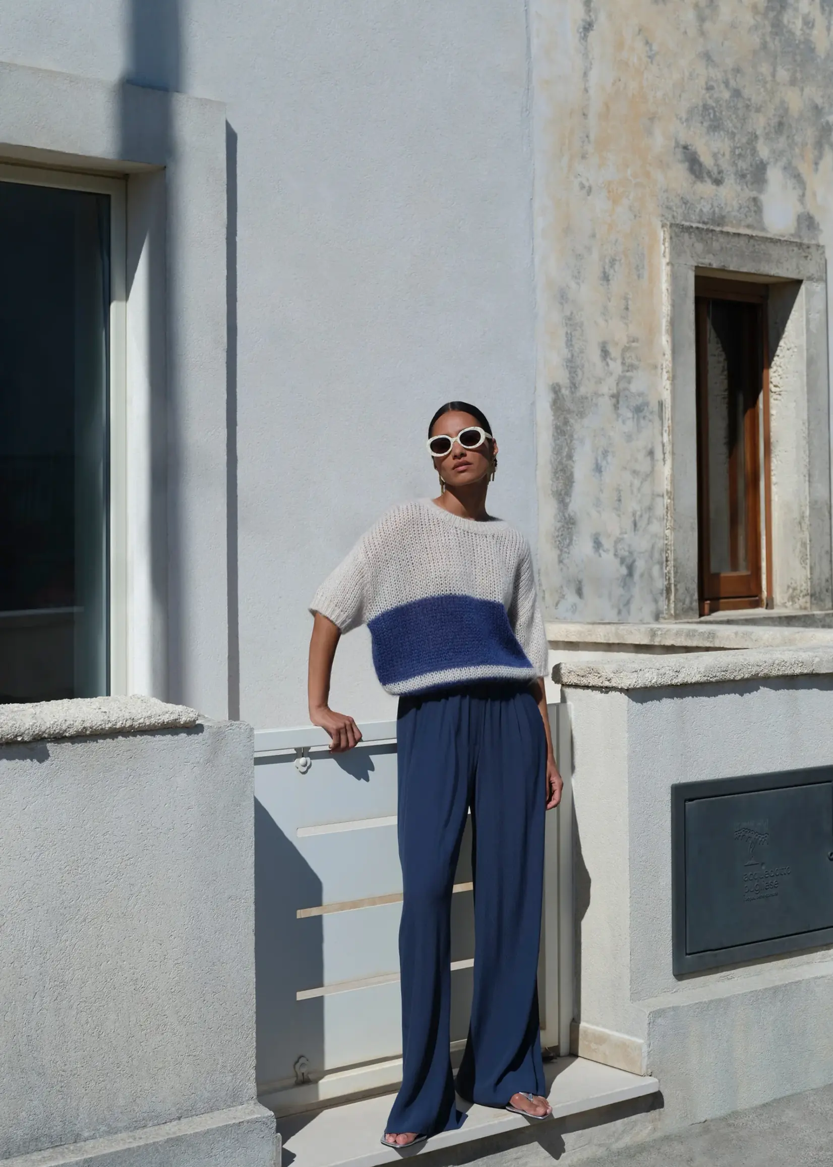 By-Bar Nino Vintage Stripe Pullover - Navy Stripe