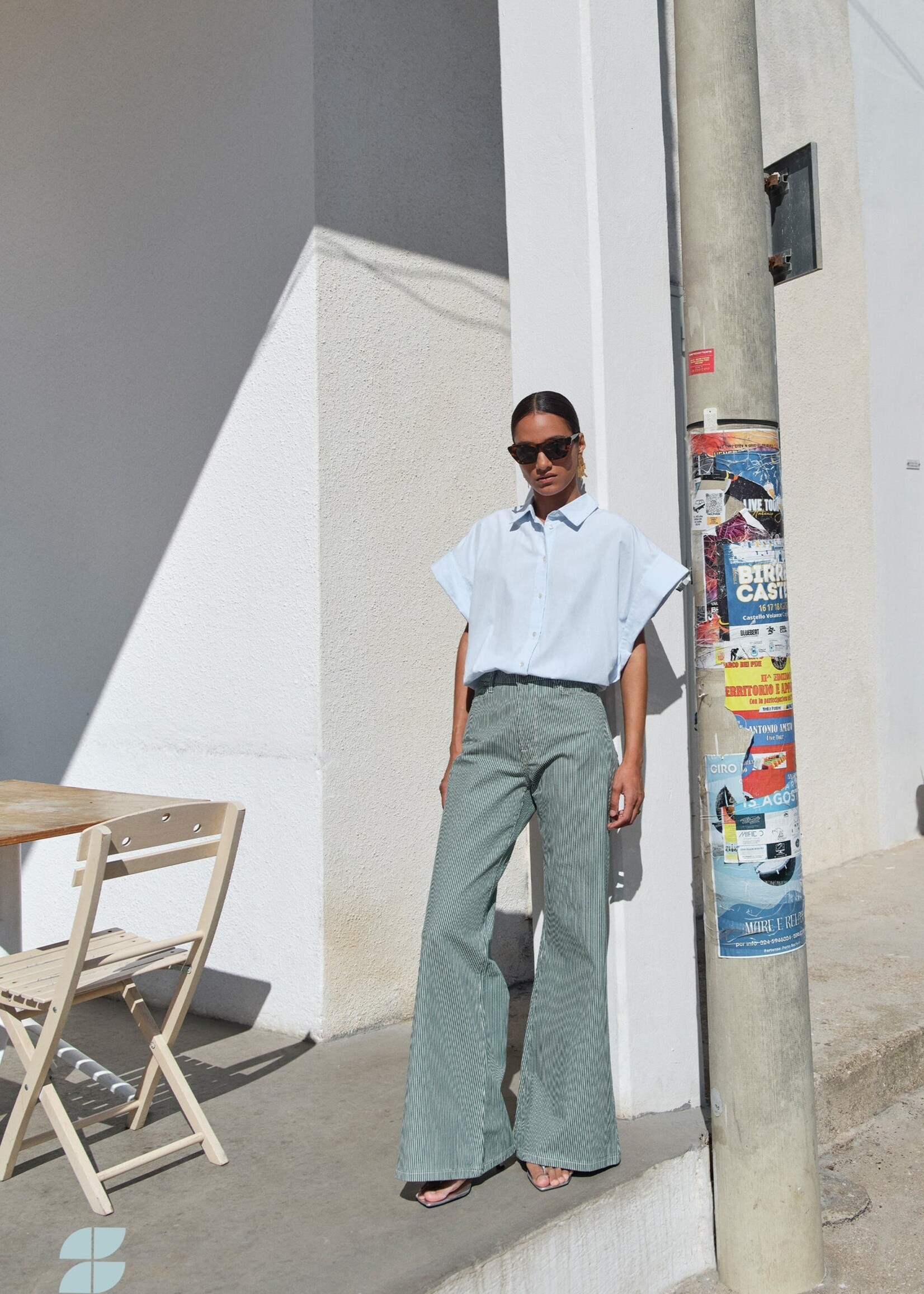 By-Bar Femme Stripe Pants - Dark Green Stripe