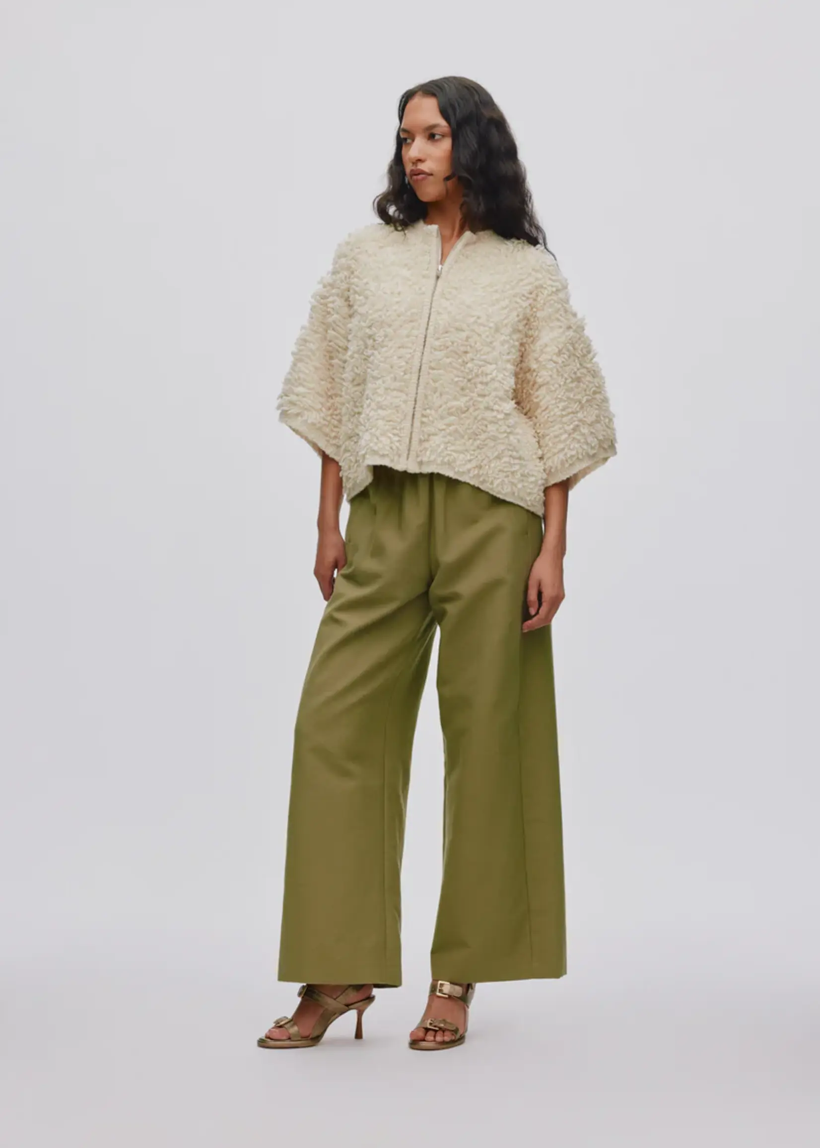 Rabens Saloner ALICE Shaggy Lam Knit Cardigan - Off White