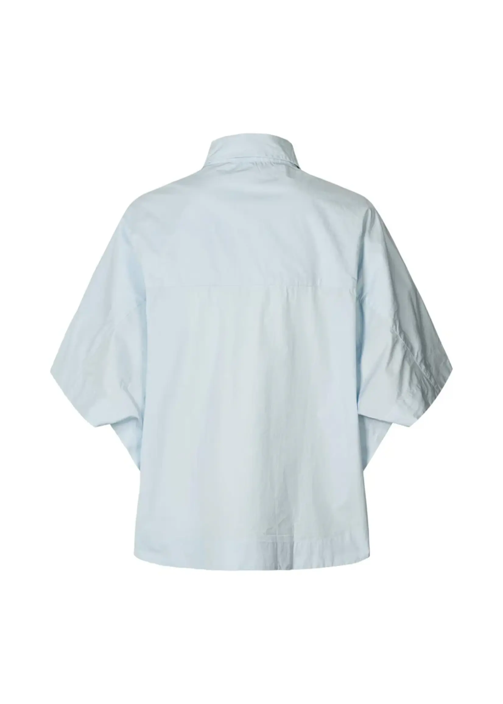 Rabens Saloner BERTE Poplin Curves Hem Shirt - Light Blue