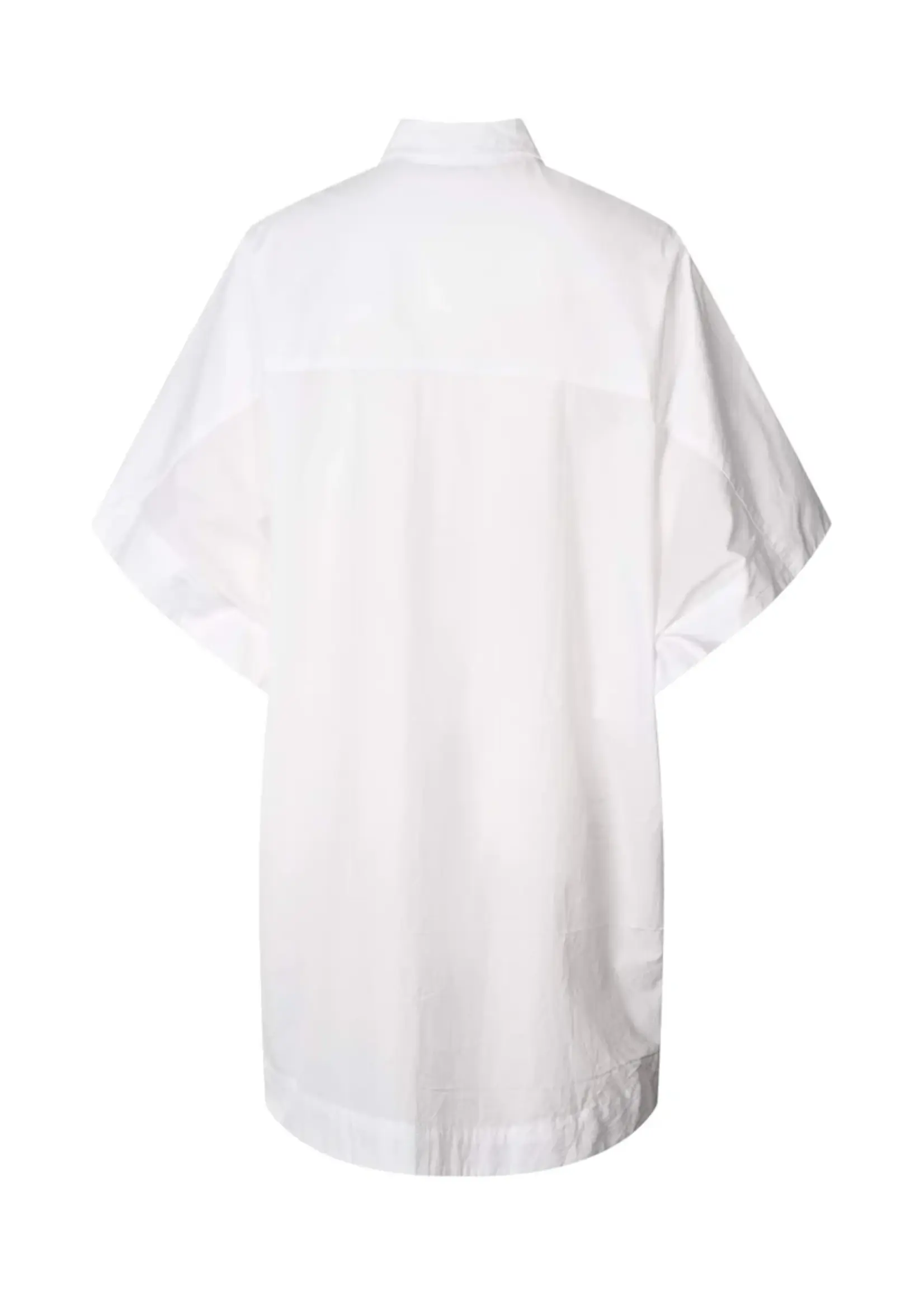 Rabens Saloner BERTA Poplin Curves Hem Shirt Dress - White