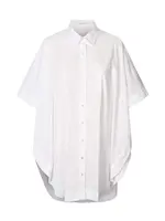 Rabens Saloner BERTA Poplin Curves Hem Shirt Dress - White